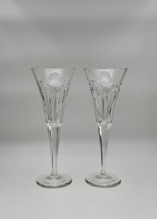 Waterford Crystal Champagne Flutes with Heart Design – Elegant Toasting Glasses (Set of 2)