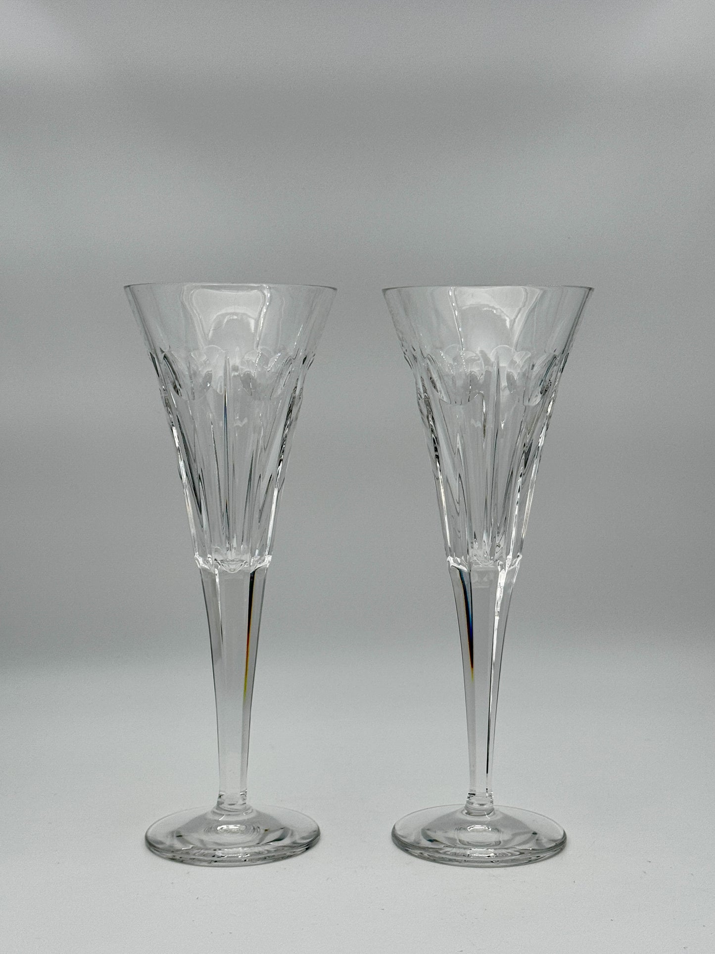 Waterford Crystal Champagne Flutes with Heart Design – Elegant Toasting Glasses (Set of 2)