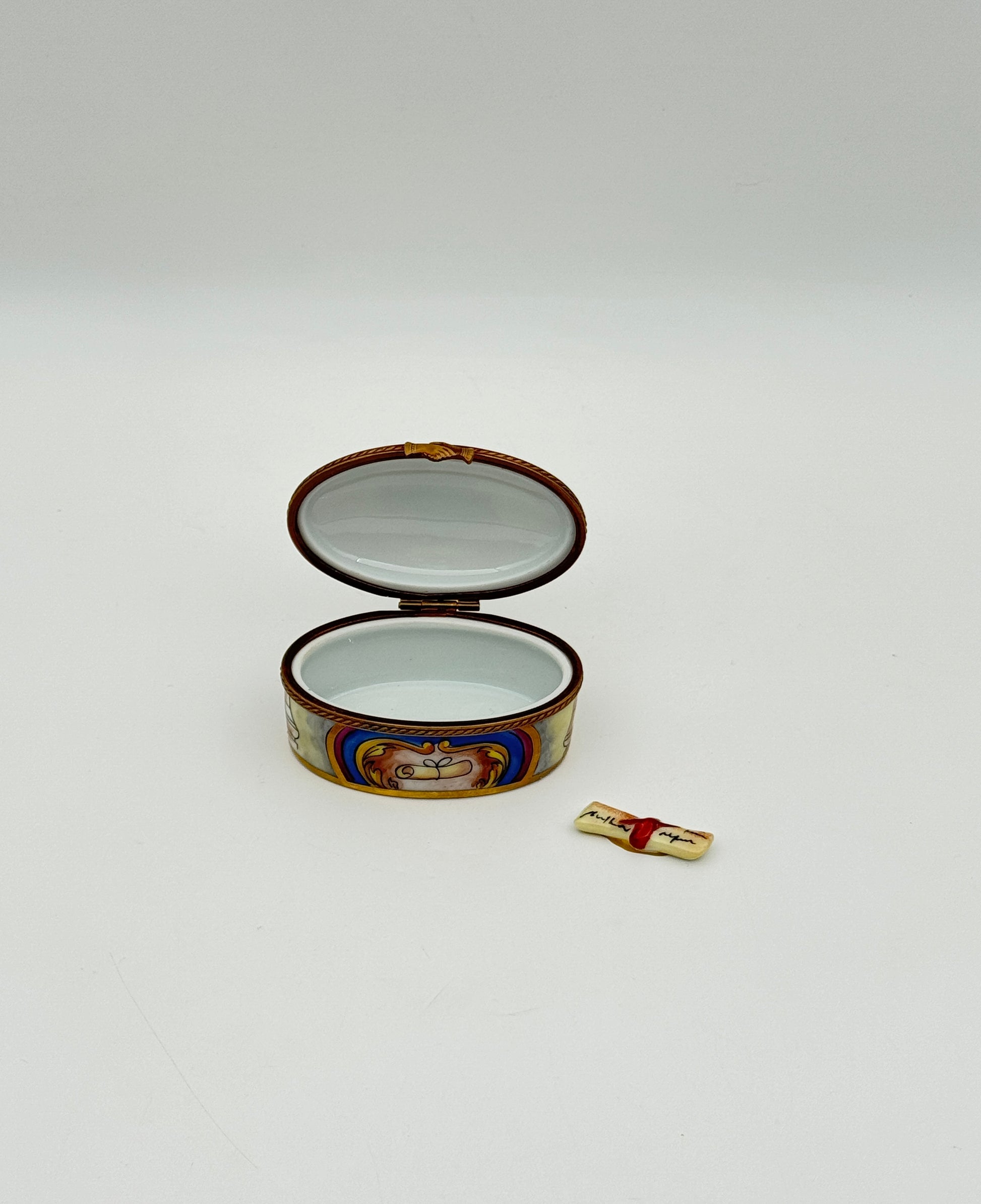 Limoges France Graduation Porcelain Box Diploma Figurine Gift Décor