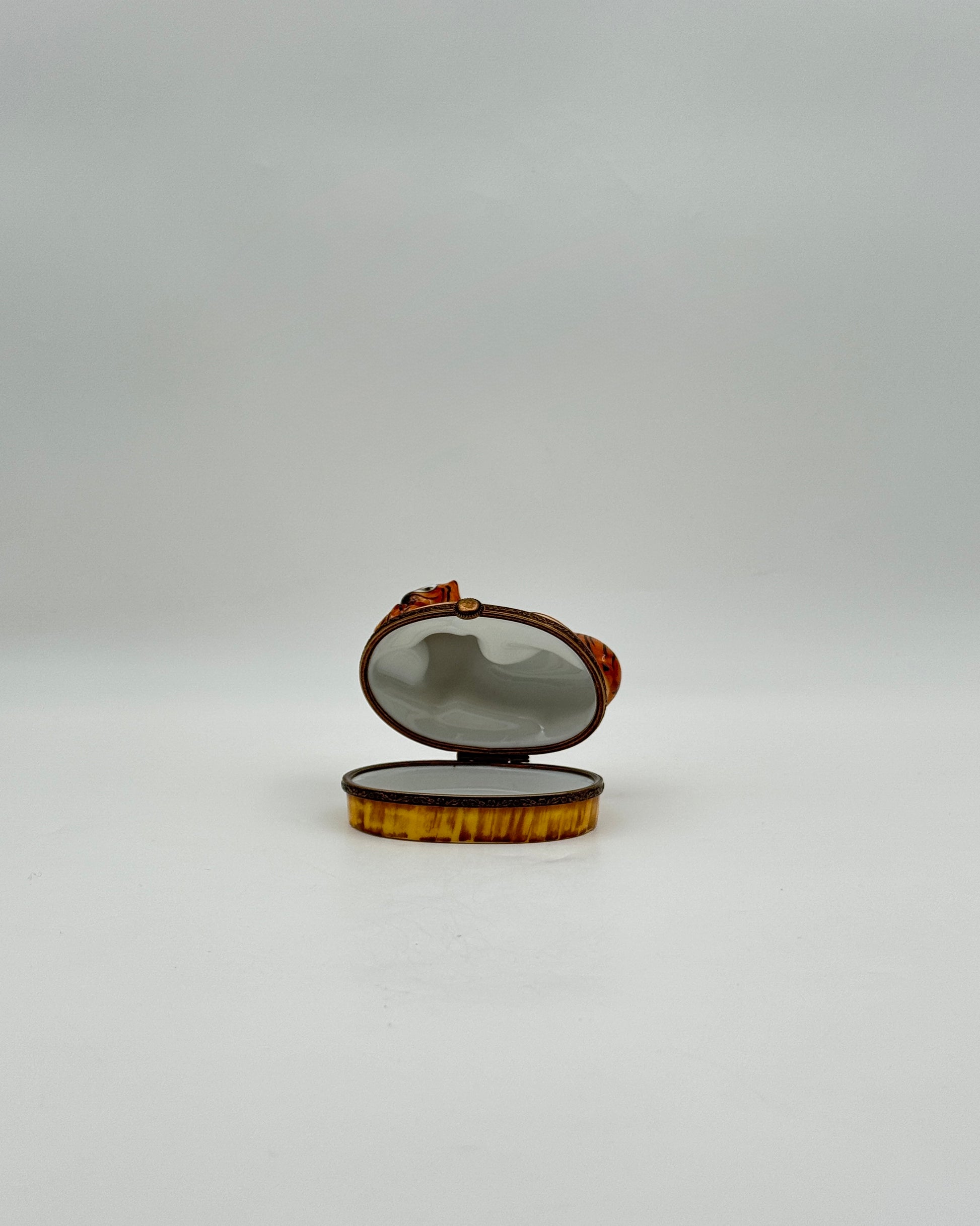 Limoges France Tiger Mother & Cub Porcelain Trinket Box Art Gift