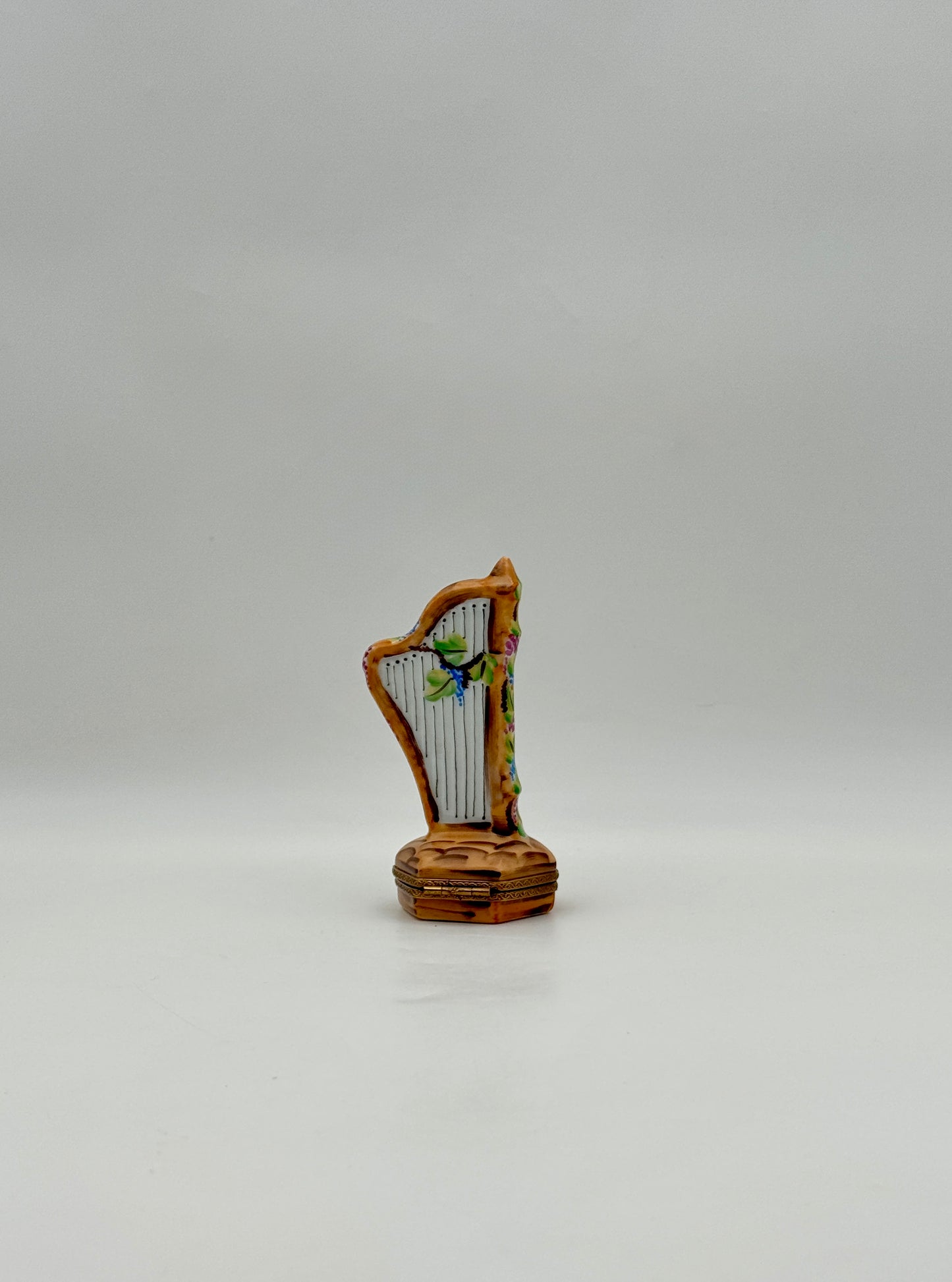 Limoges France Hand Painted Harp Porcelain Trinket Box Art Gift