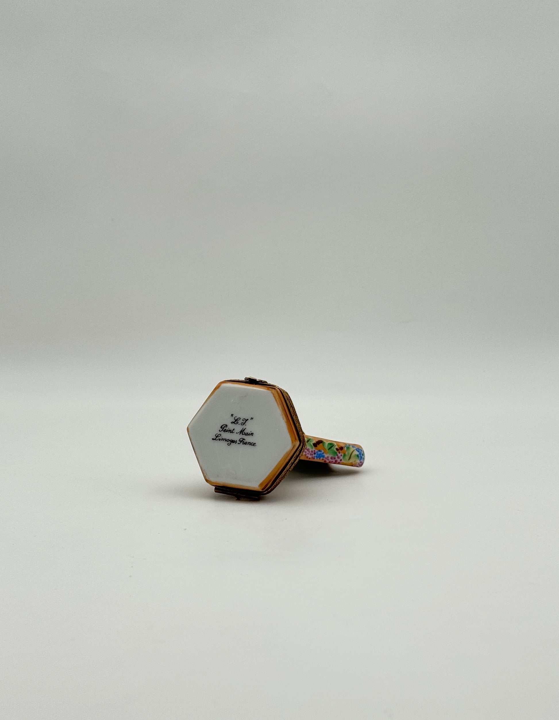 Limoges France Hand Painted Harp Porcelain Trinket Box Art Gift