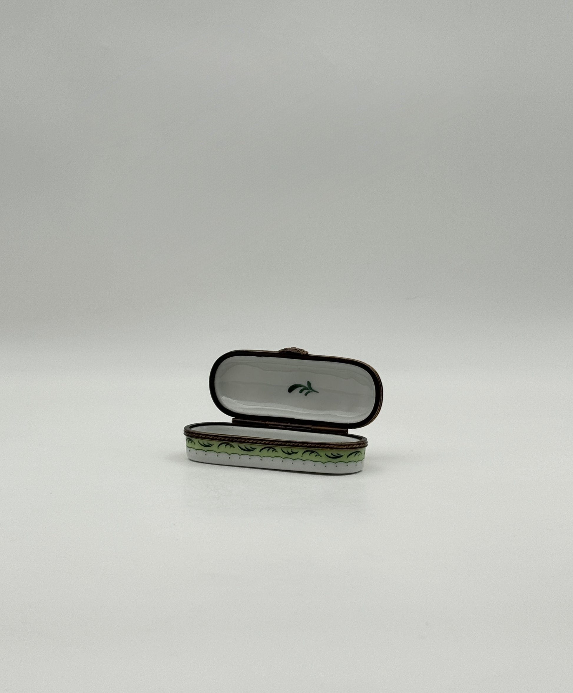 Limoges France Rochard Hand-Painted Needle Case Porcelain Box