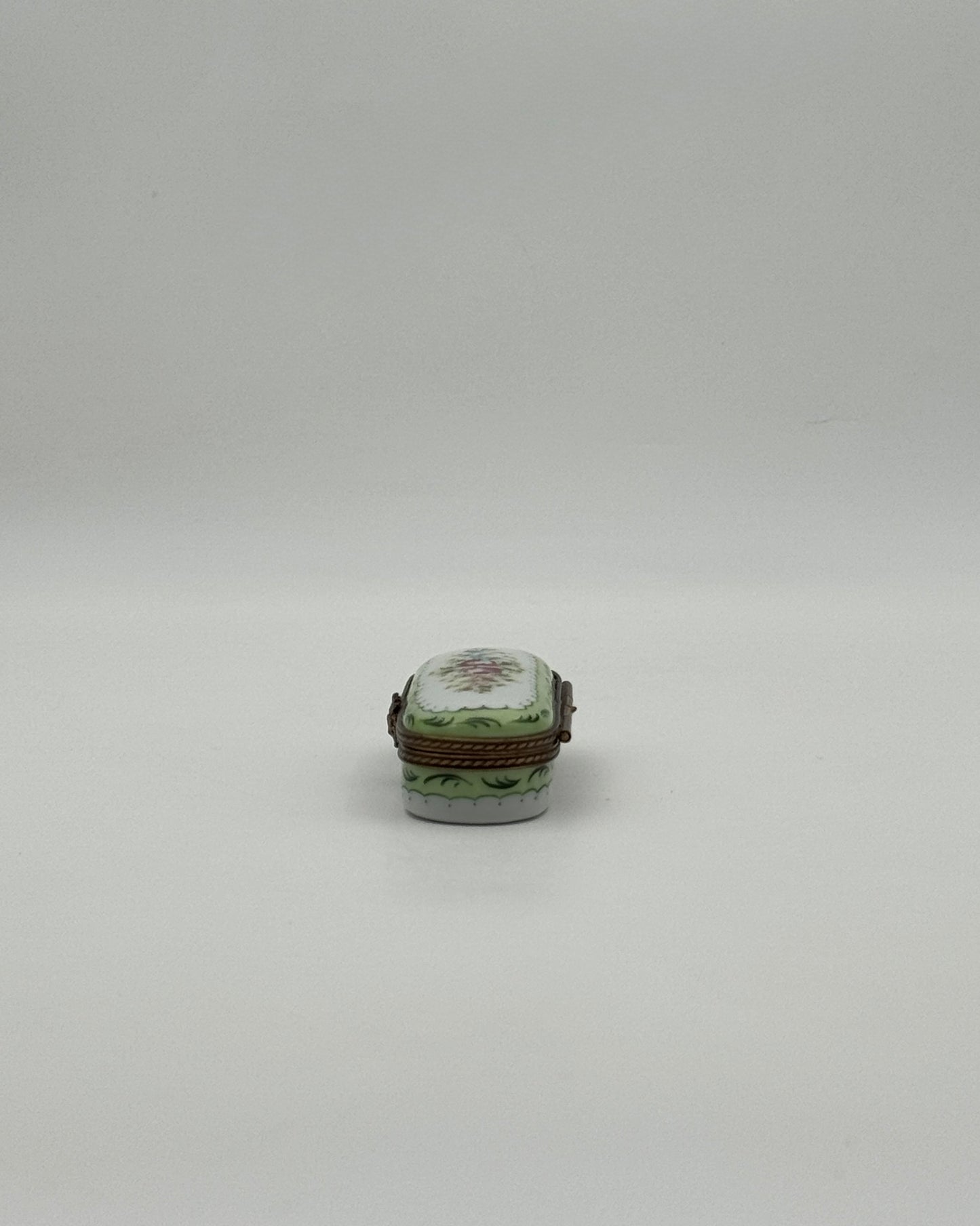 Limoges France Rochard Hand-Painted Needle Case Porcelain Box