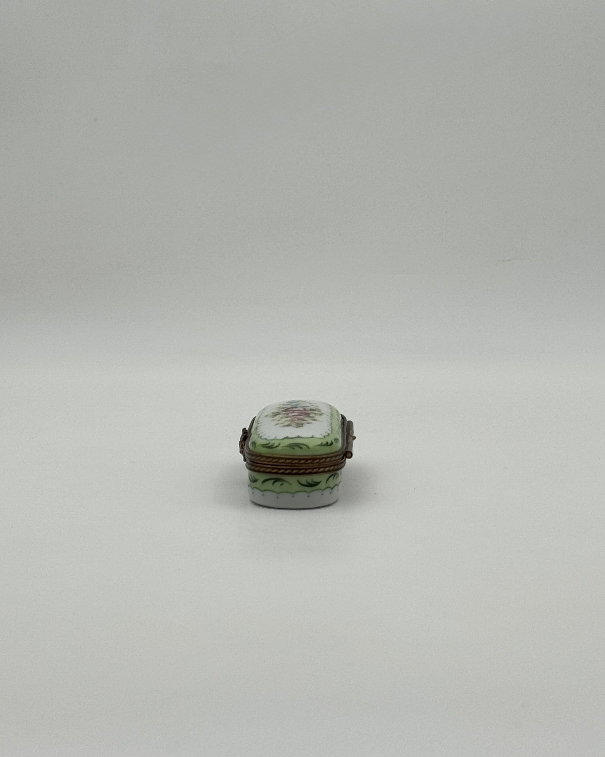 Limoges France Rochard Hand-Painted Needle Case Porcelain Box