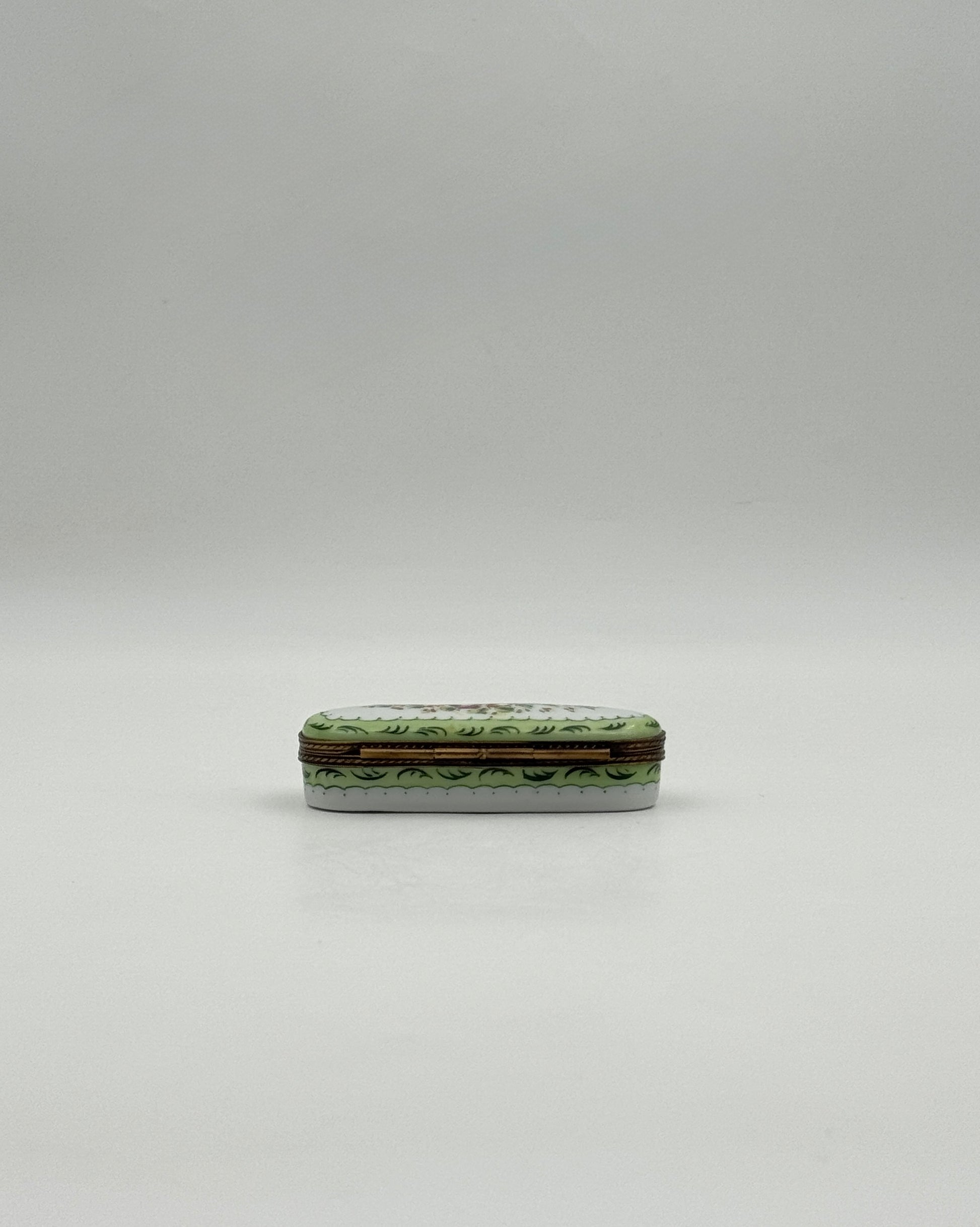 Limoges France Rochard Hand-Painted Needle Case Porcelain Box