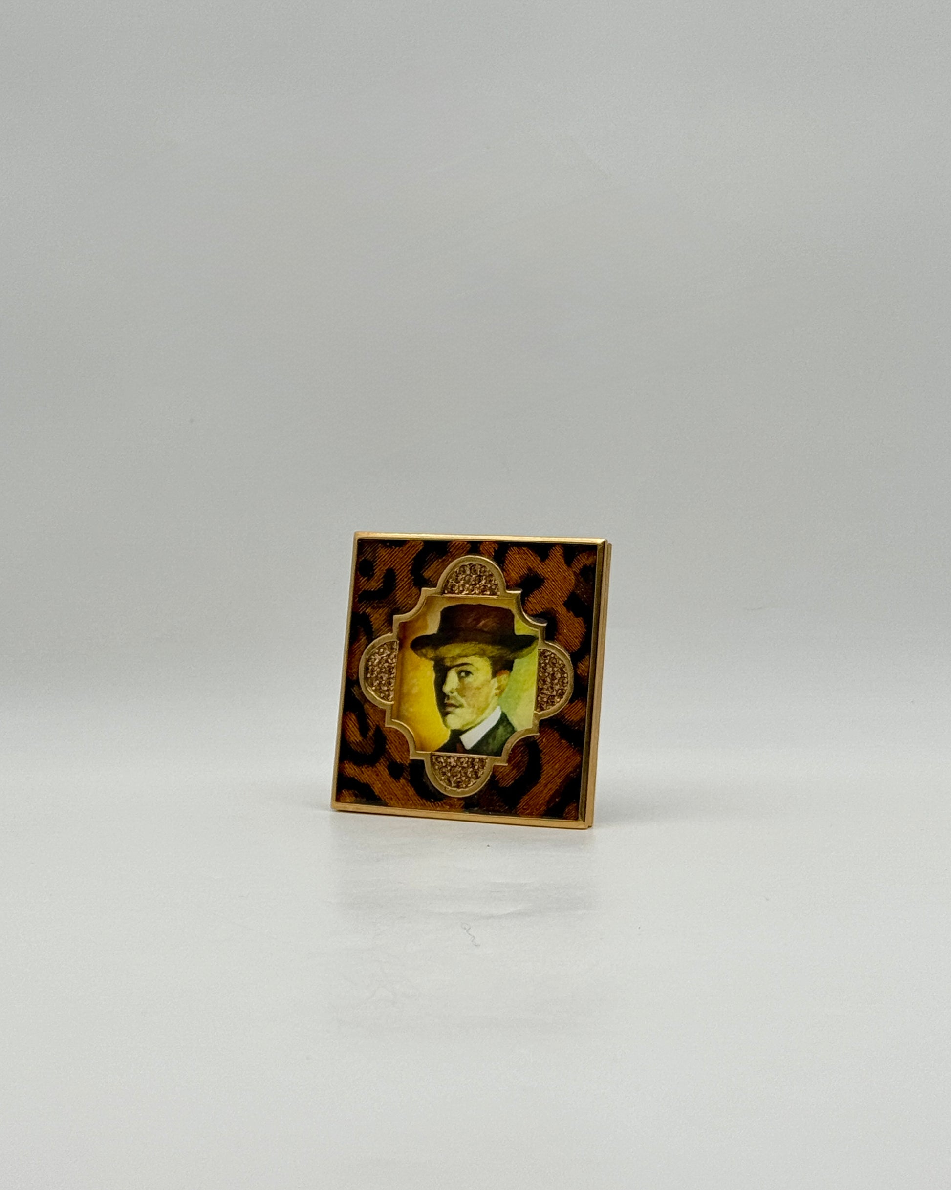 Jay Strongwater Animal Print Enamel Frame with Gold Swarovski Crystals