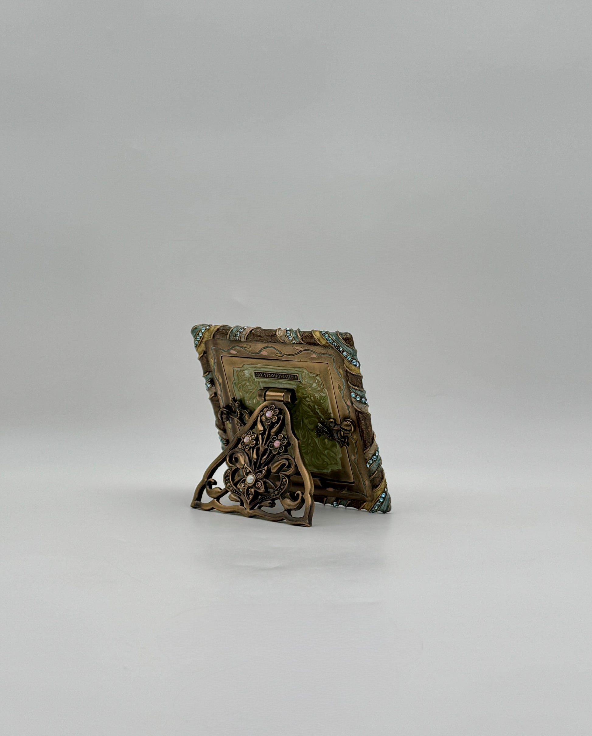 Jay Strongwater Square Turquoise Frame with Swarovski Crystals & Pearls