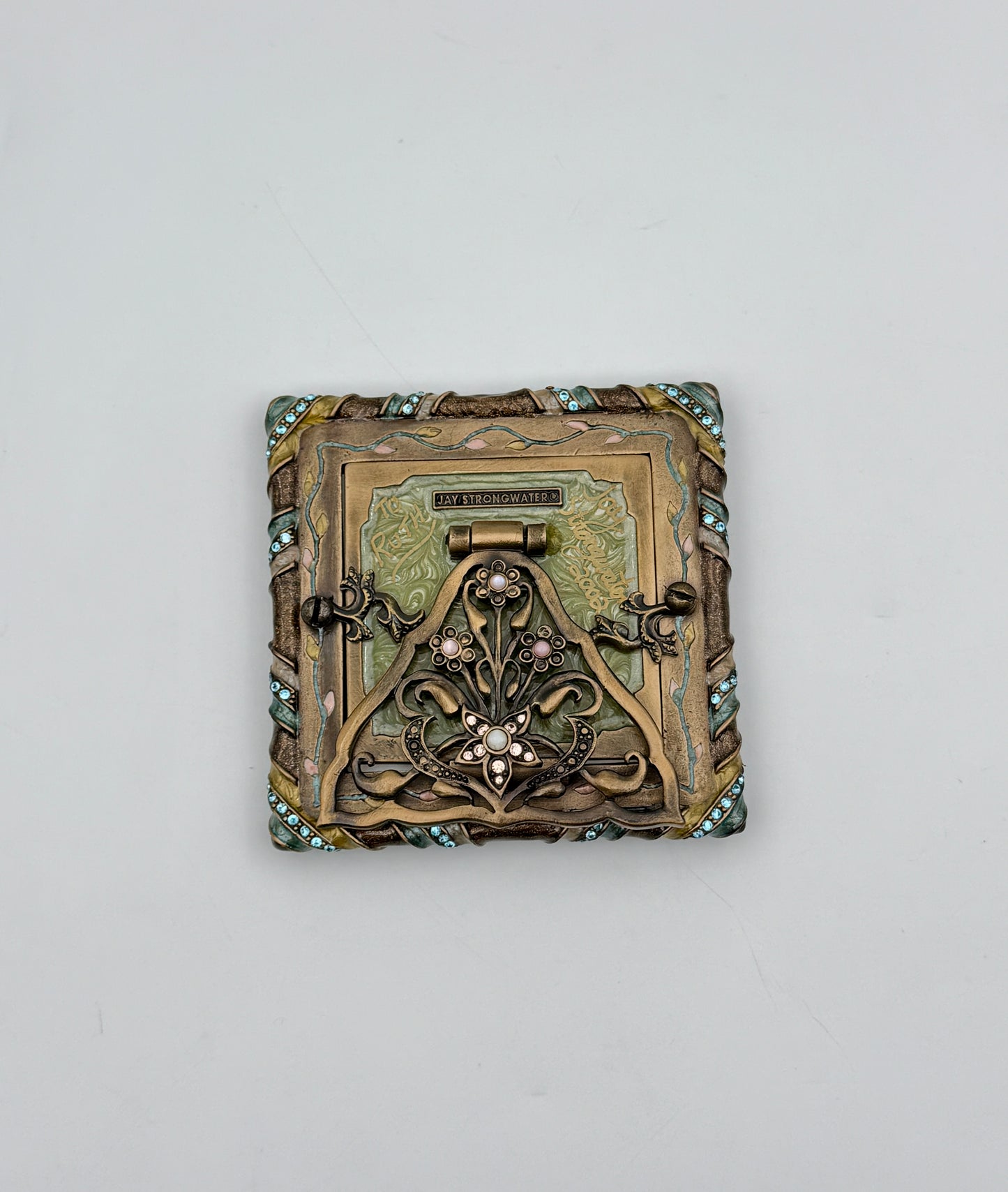 Jay Strongwater Square Turquoise Frame with Swarovski Crystals & Pearls