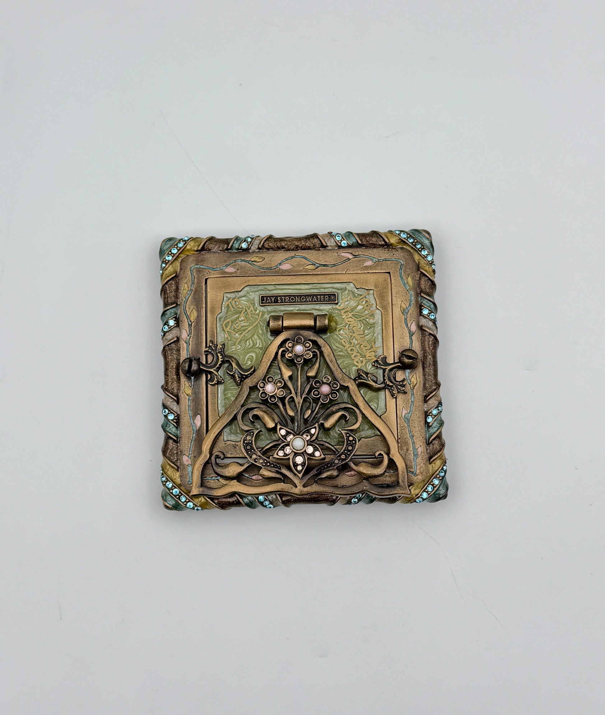 Jay Strongwater Square Turquoise Frame with Swarovski Crystals & Pearls