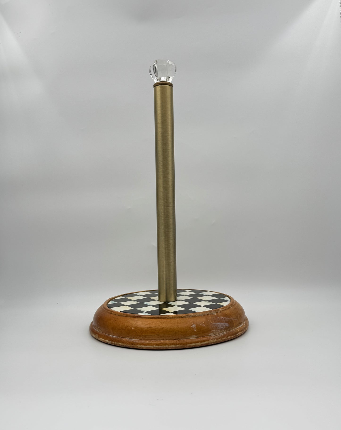 MacKenzie-Childs Courtly Check Wood Paper Towel Holder