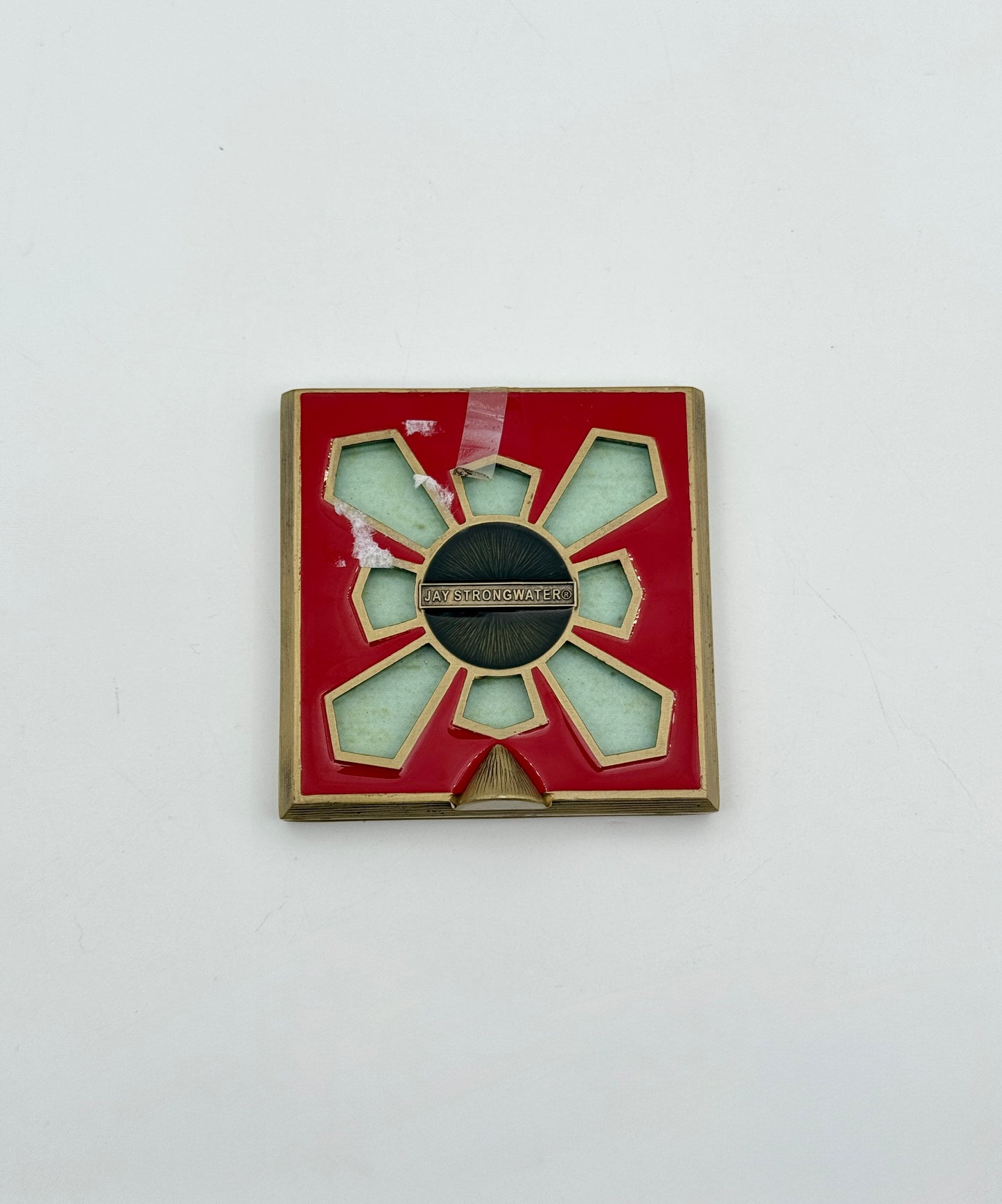 Jay Strongwater Square Blue Enamel Frame with Pink Swarovski Crystals