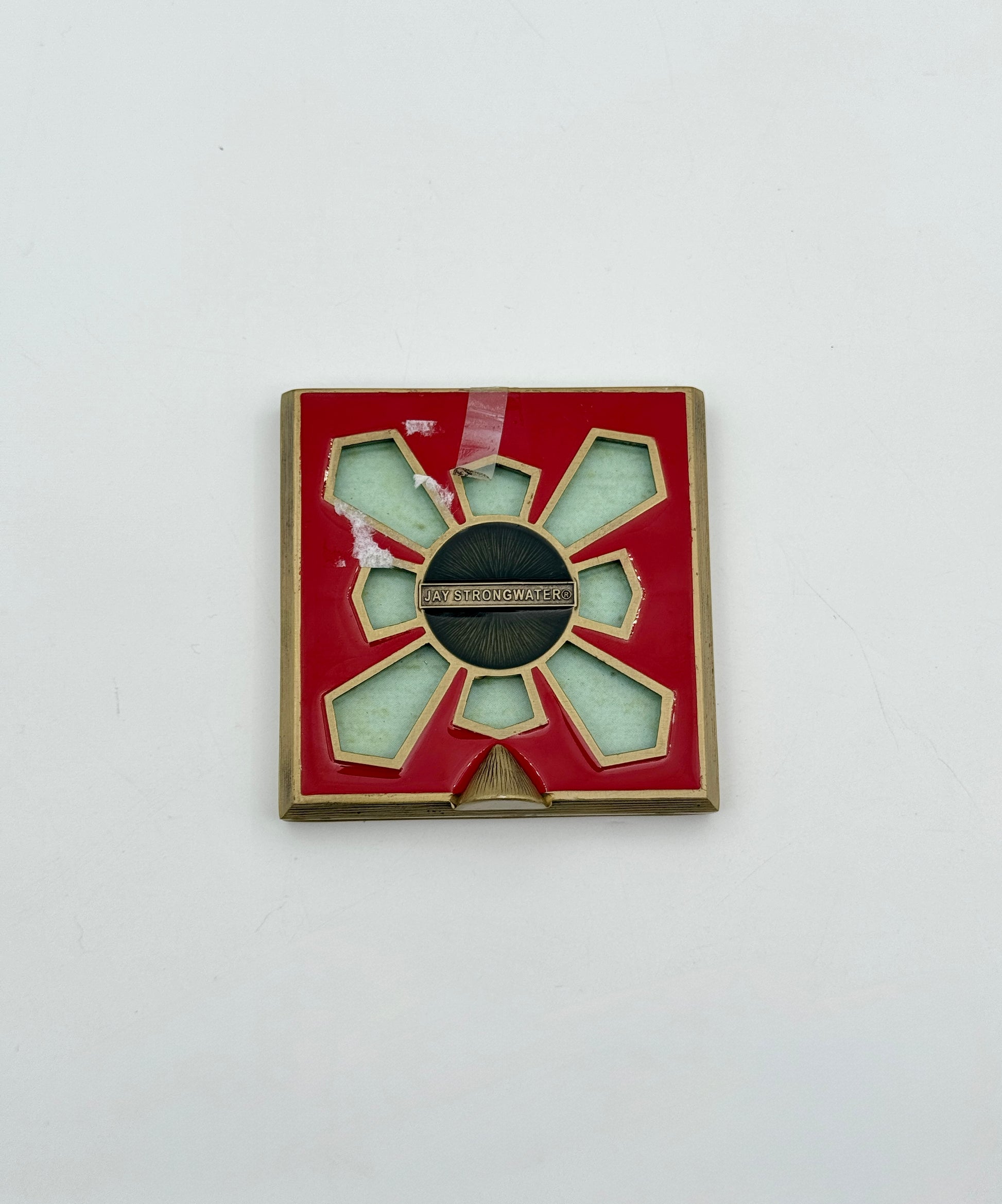 Jay Strongwater Square Blue Enamel Frame with Pink Swarovski Crystals