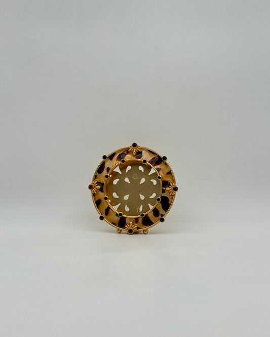 Jay Strongwater Round Animal Print Frame Gold Tone Swarovski Crystals