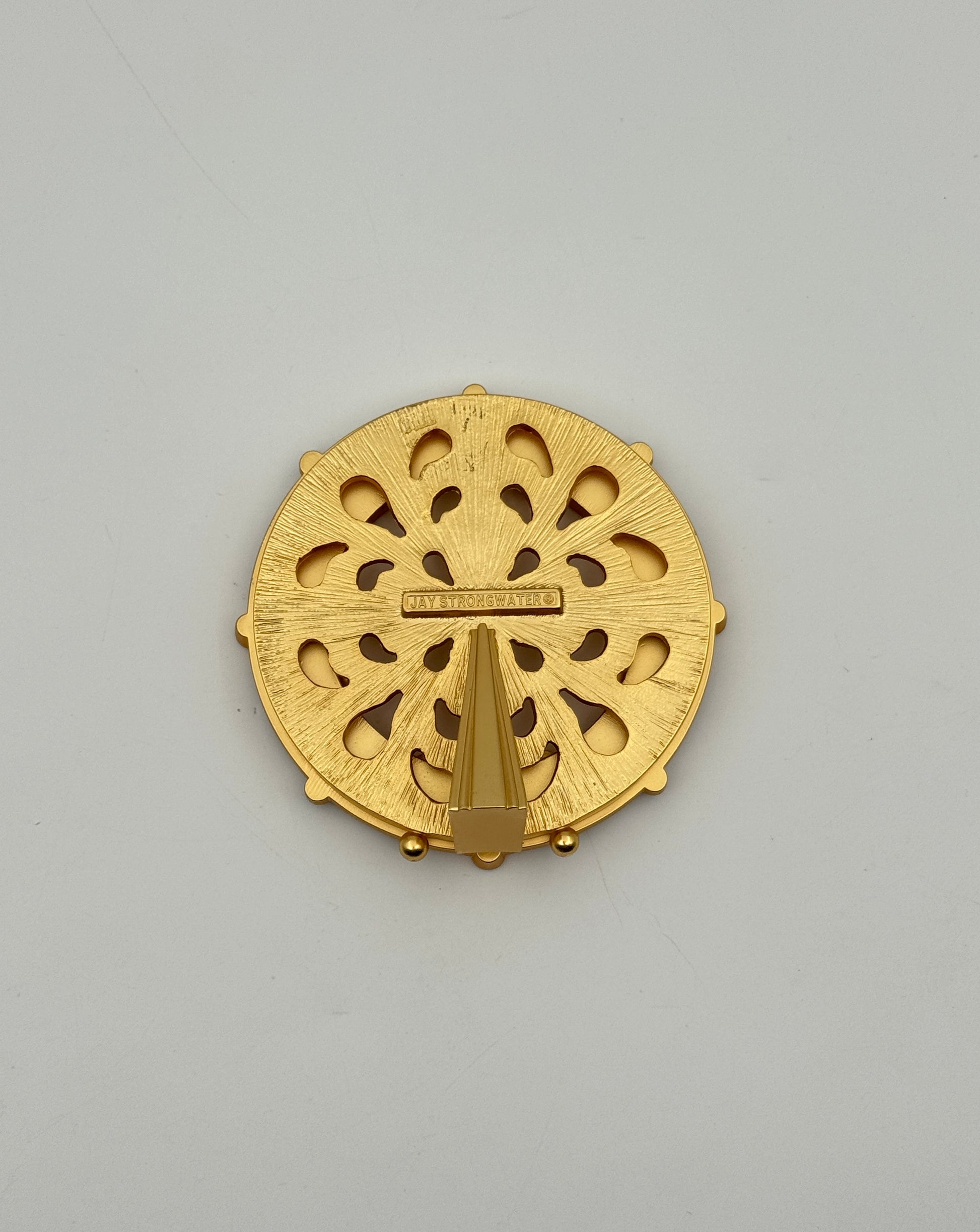 Jay Strongwater Round Animal Print Frame Gold Tone Swarovski Crystals