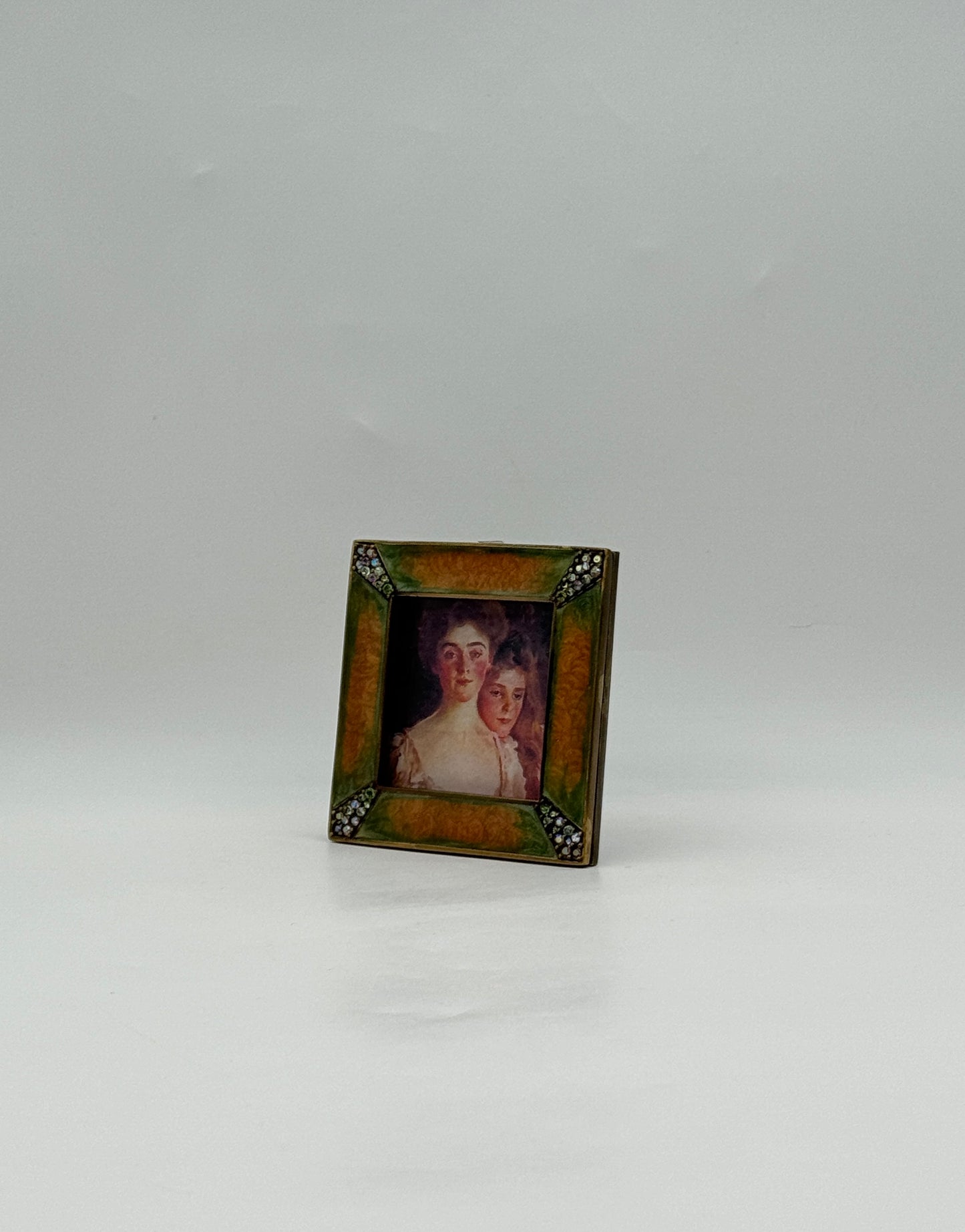 Jay Strongwater Square Green Enamel Frame with Swarovski Crystals