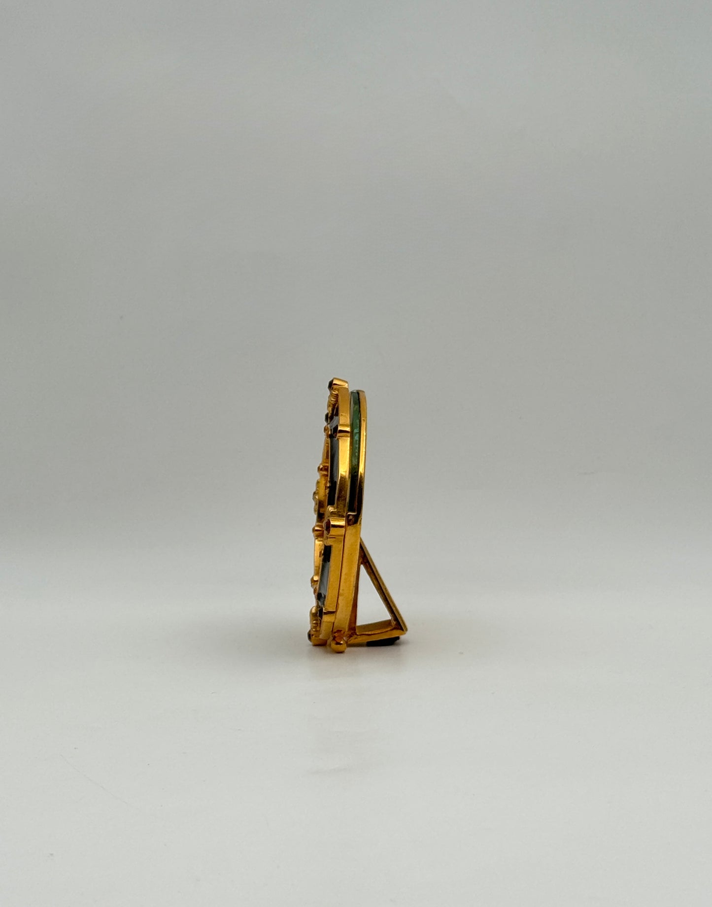 Jay Strongwater Round Brown Frame with Amber Swarovski Crystals Decor