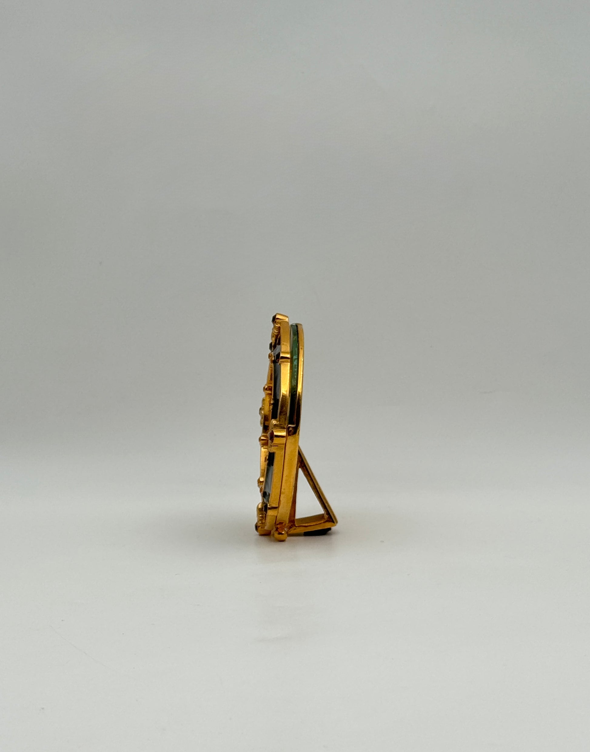 Jay Strongwater Round Brown Frame with Amber Swarovski Crystals Decor