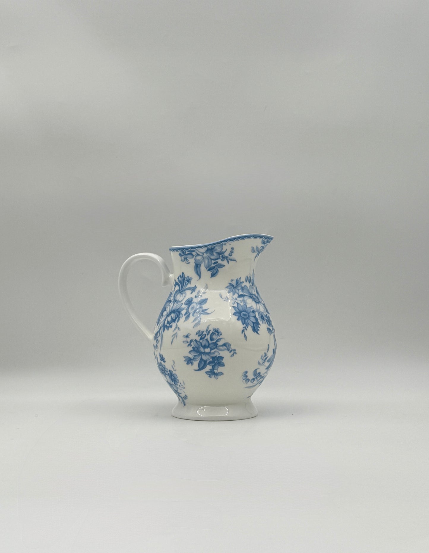 Whittard England Blue & White Floral Bone China Creamer Pitcher