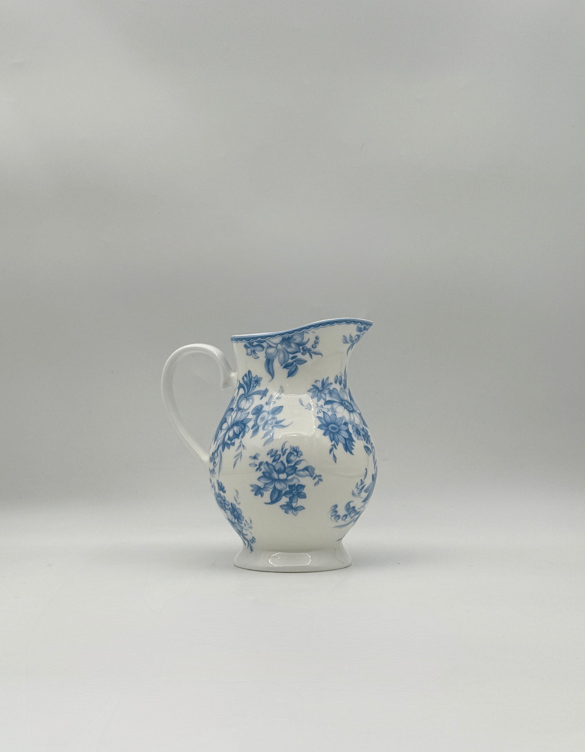 Whittard England Blue & White Floral Bone China Creamer Pitcher