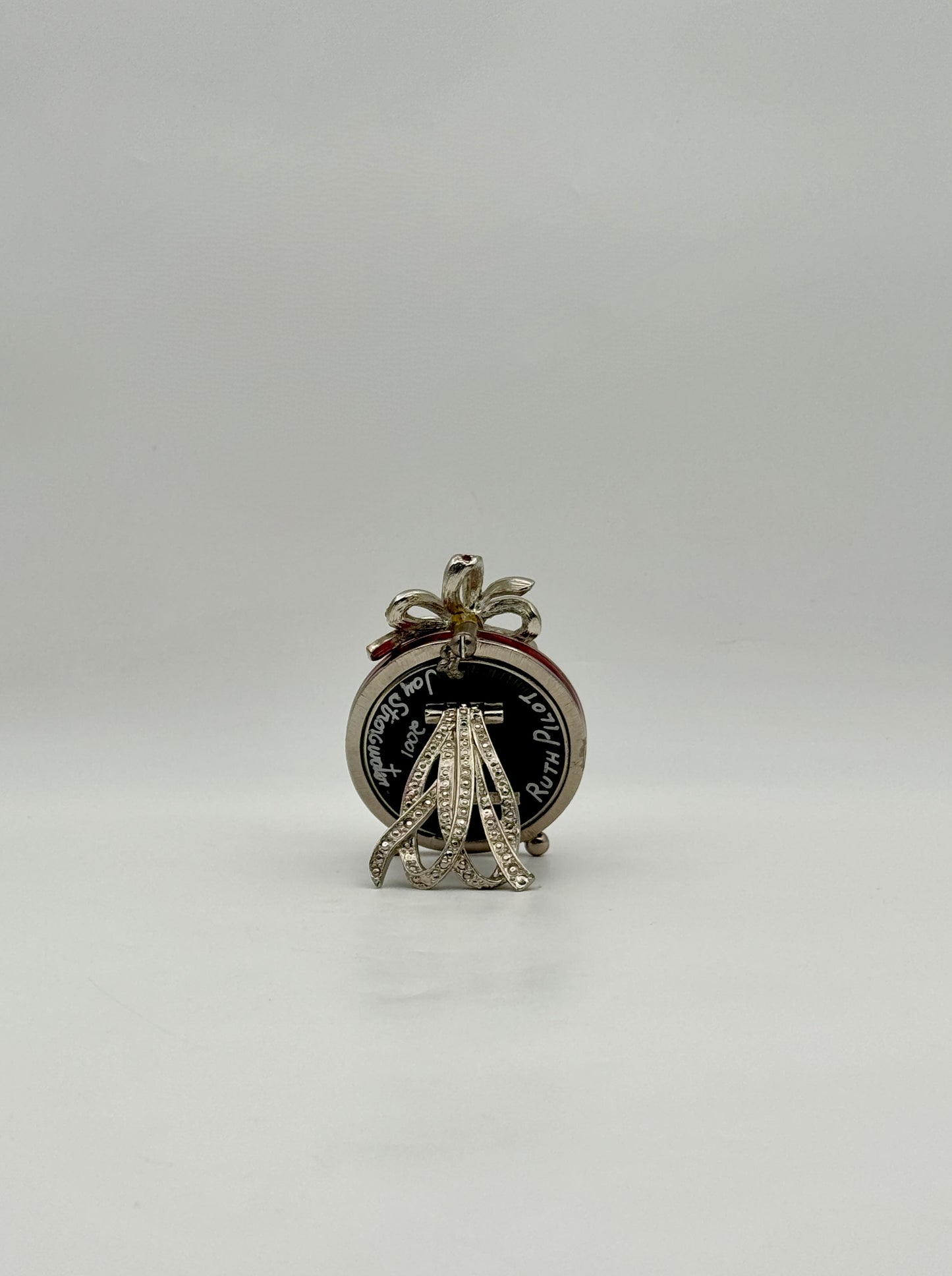 Jay Strongwater Patriotic Round Frame with Bow & Swarovski Crystals