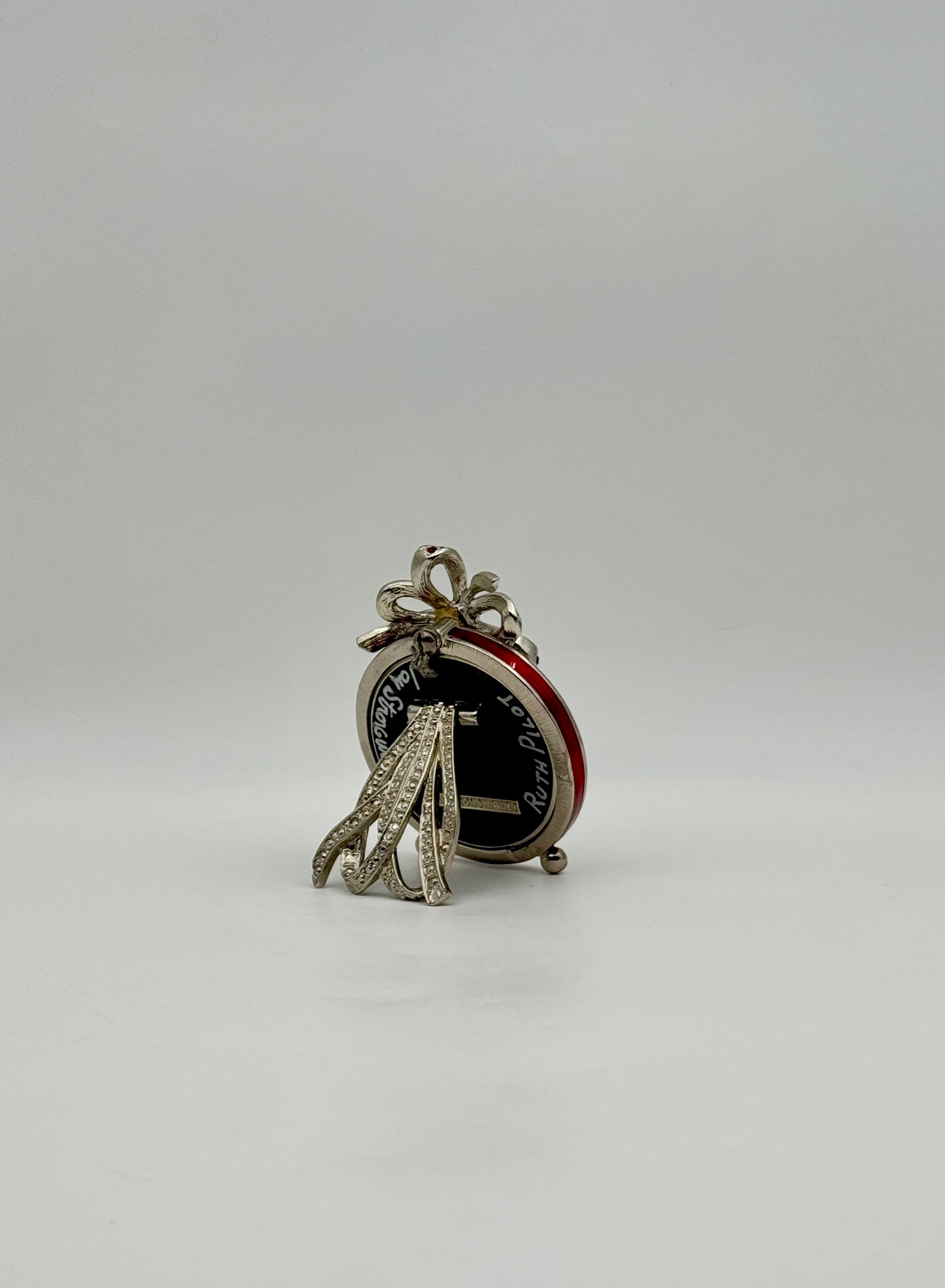 Jay Strongwater Patriotic Round Frame with Bow & Swarovski Crystals