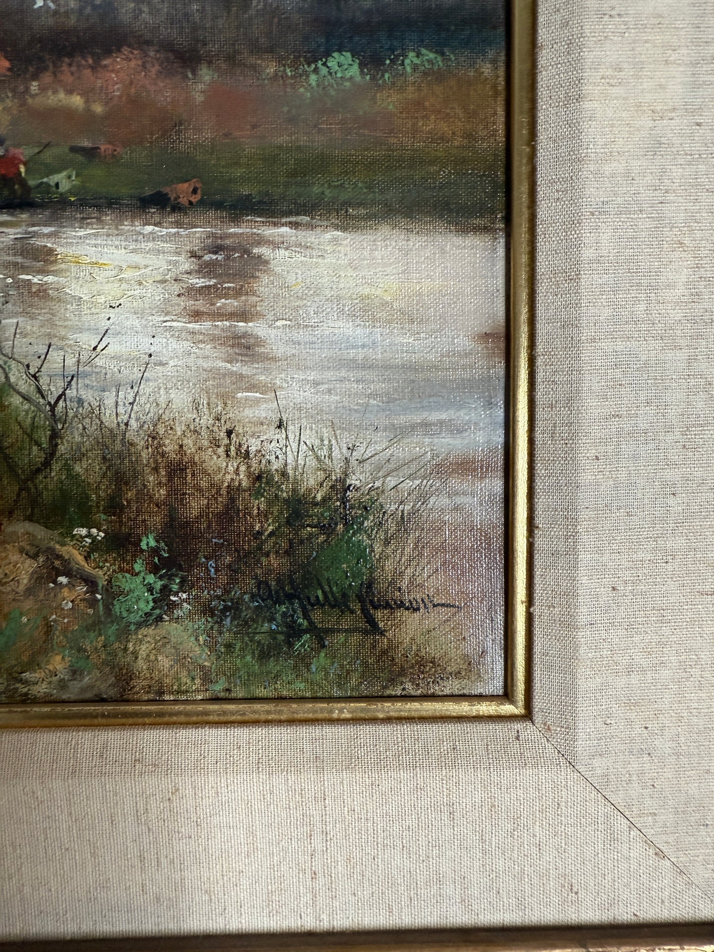 River Landscape by Abraham Hulk II – 19th C. Dutch-British Painting