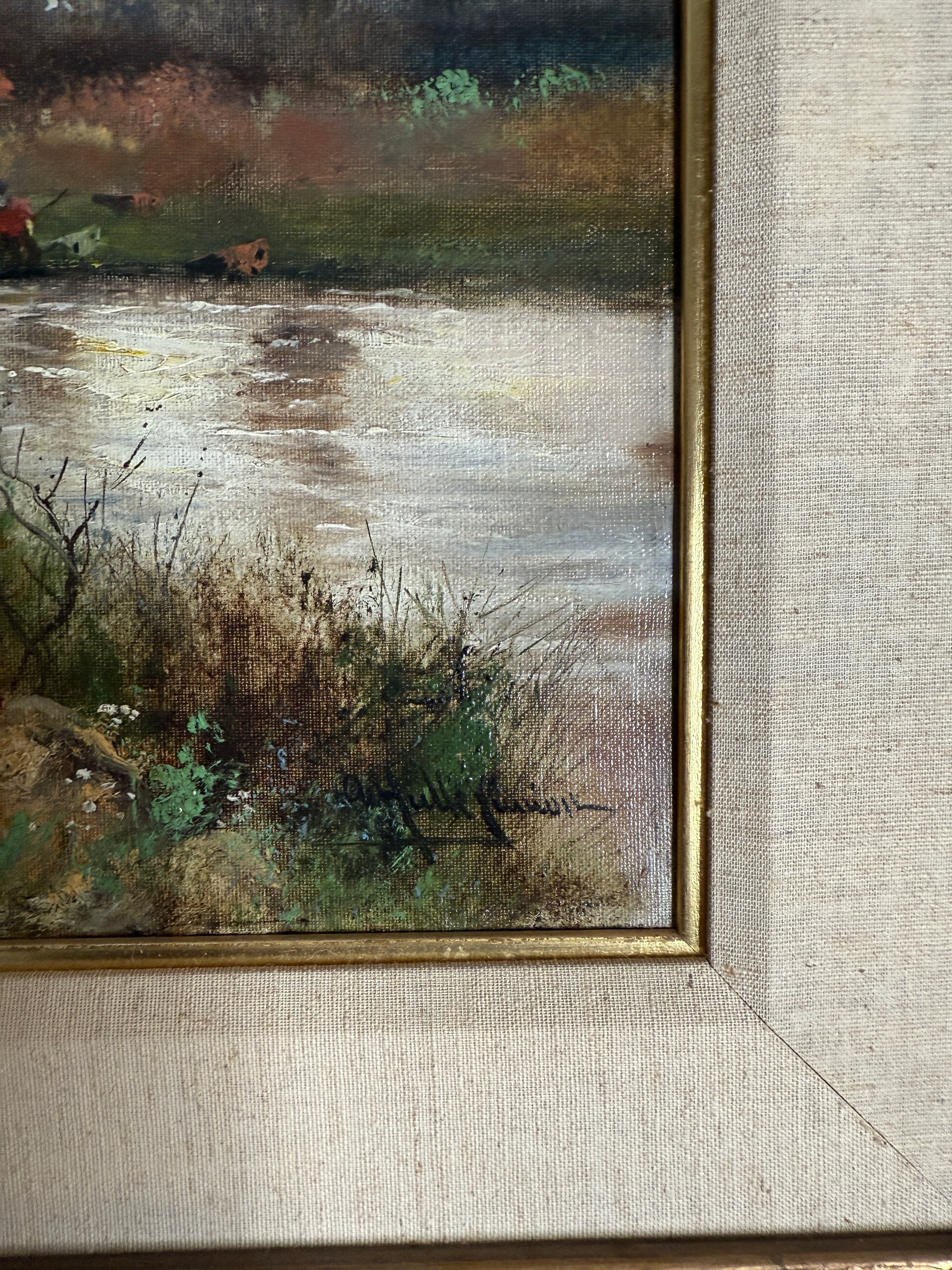 River Landscape by Abraham Hulk II – 19th C. Dutch-British Painting