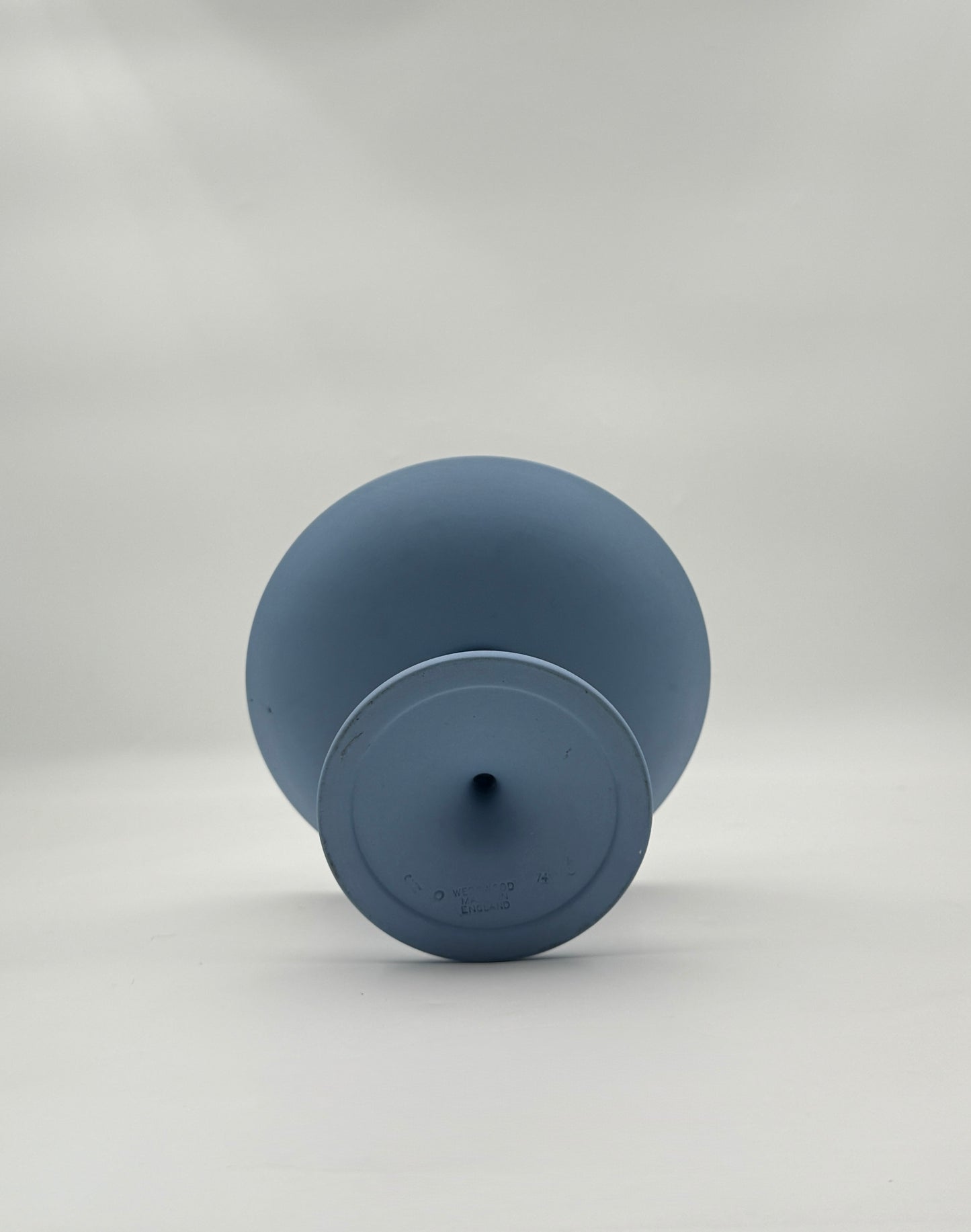 Wedgwood Blue Jasperware Pedestal Bowl with White Grape Vine Relief