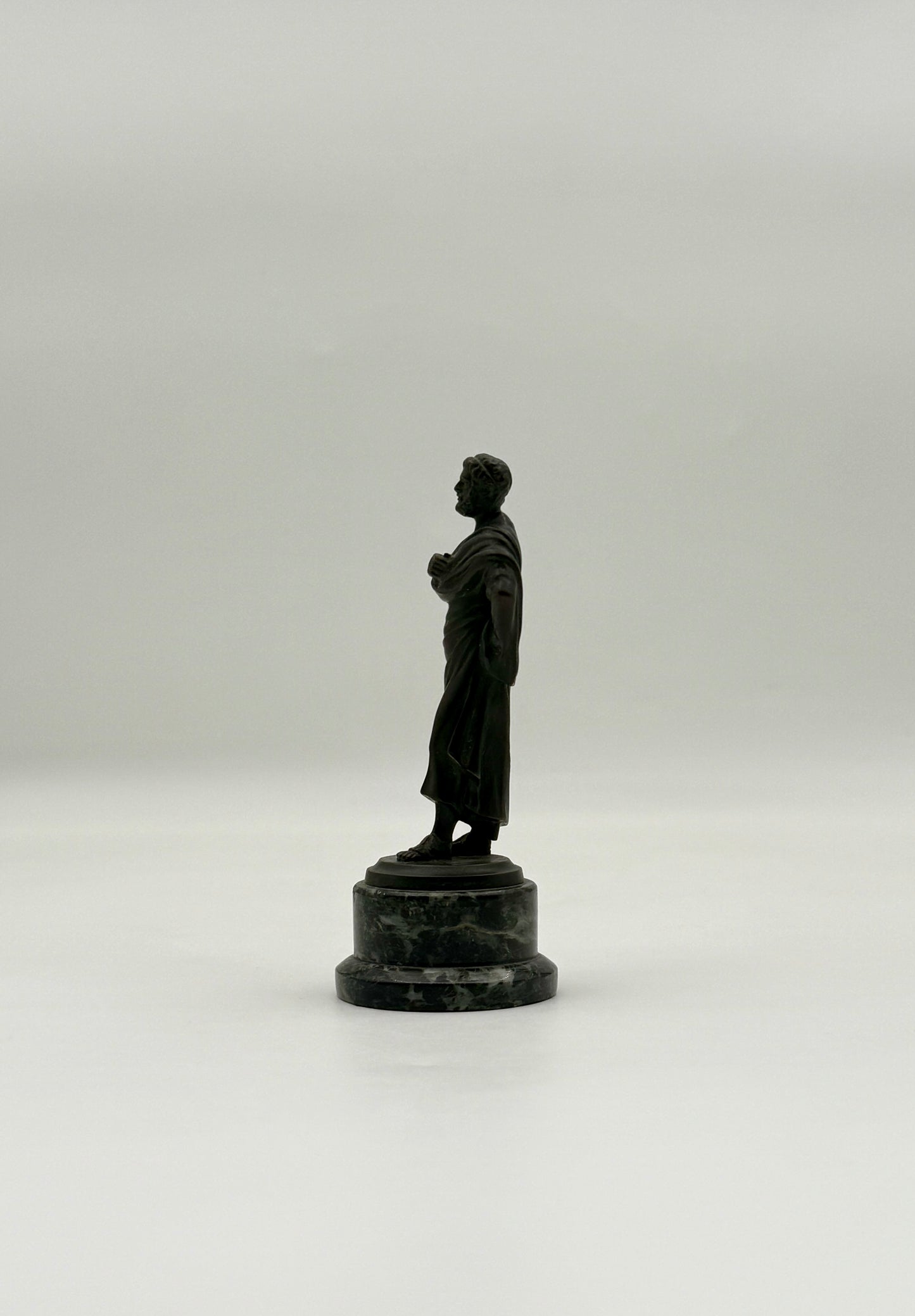 Bronze Roman Figure on Marble Base – c. 1900 Classical Art Sculptures