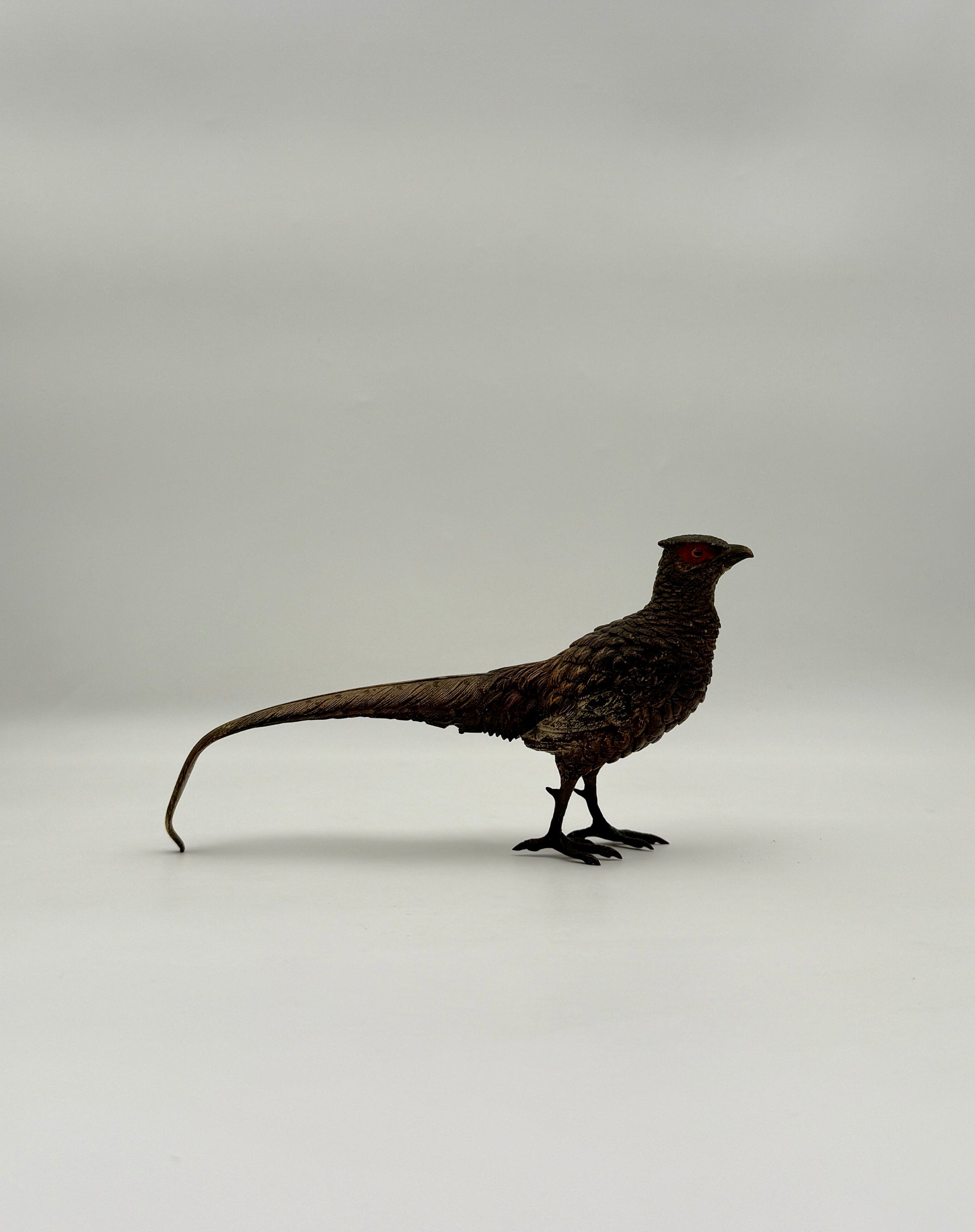 Cold Painted Spelter Pheasant Figurine – Antique Style Bird Sculpture