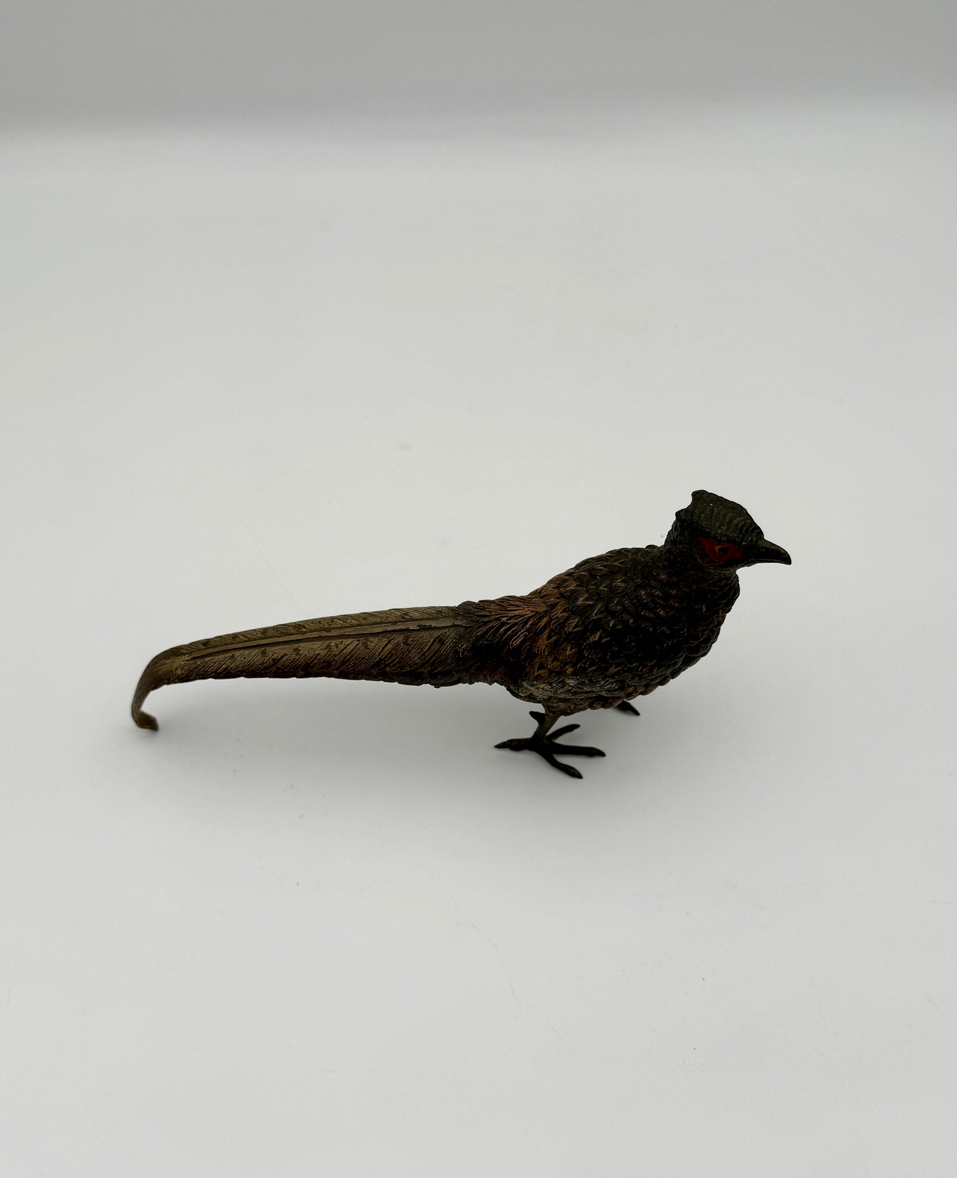 Cold Painted Spelter Pheasant Figurine – Antique Style Bird Sculpture