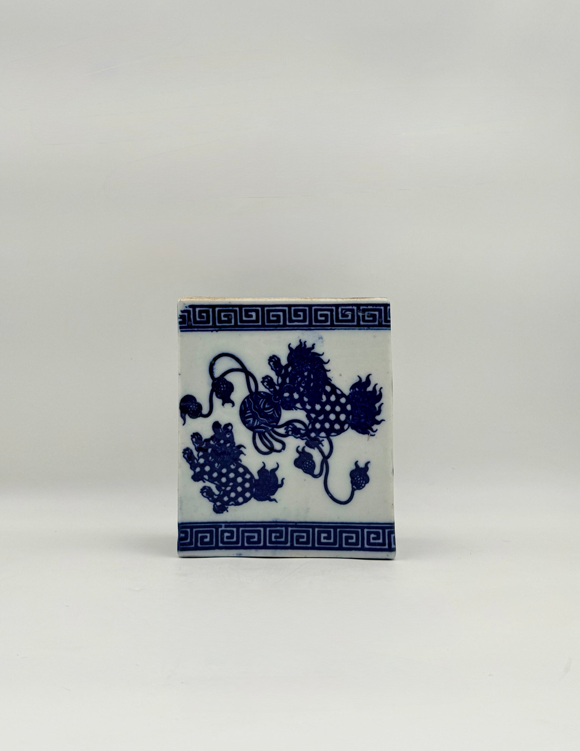 Chinese Blue & White Porcelain Opium Pillow with Dragons – Ventilated