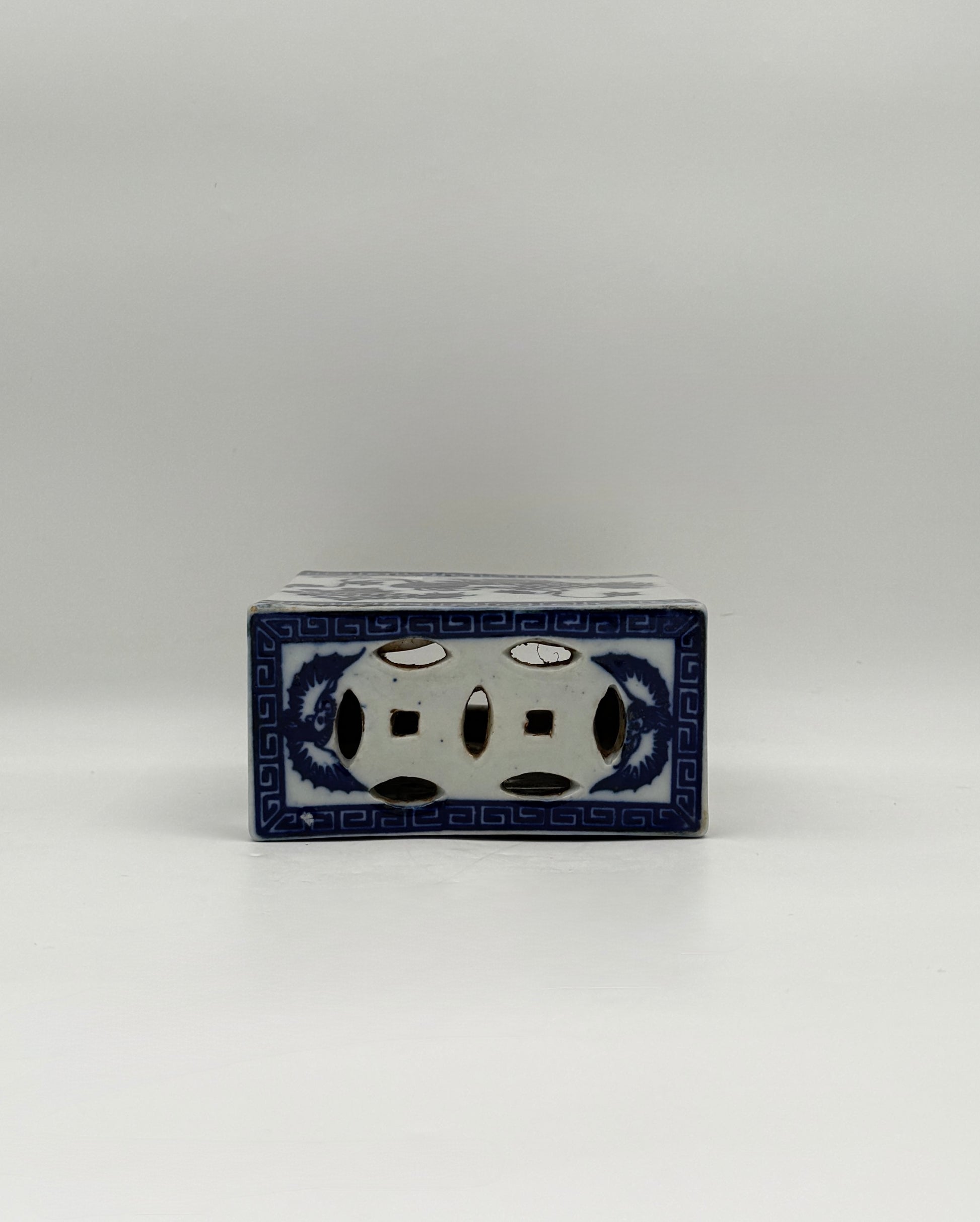 Chinese Blue & White Porcelain Opium Pillow with Dragons – Ventilated