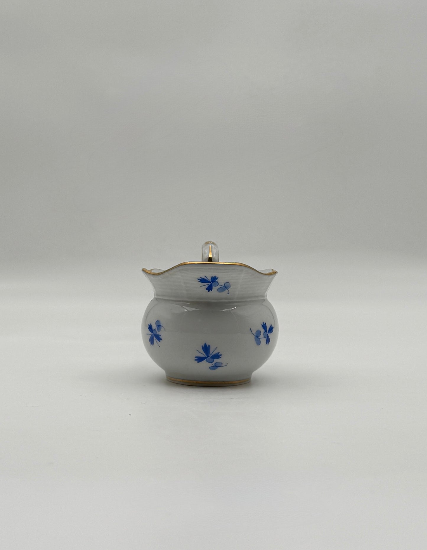 Herend Mini Creamer Hand-Painted Blue Floral with Gold Trim