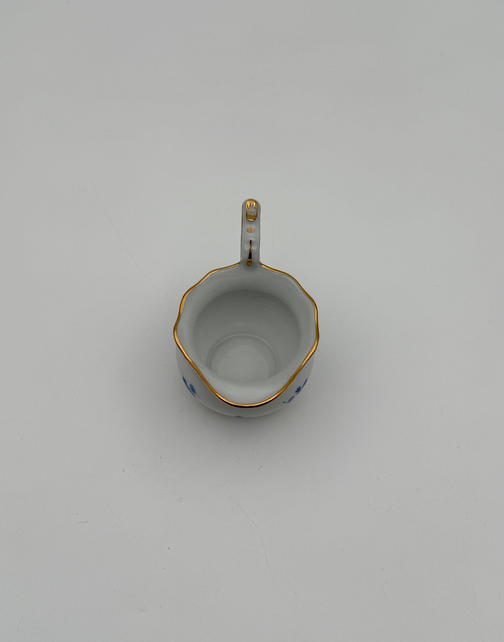 Herend Mini Creamer Hand-Painted Blue Floral with Gold Trim
