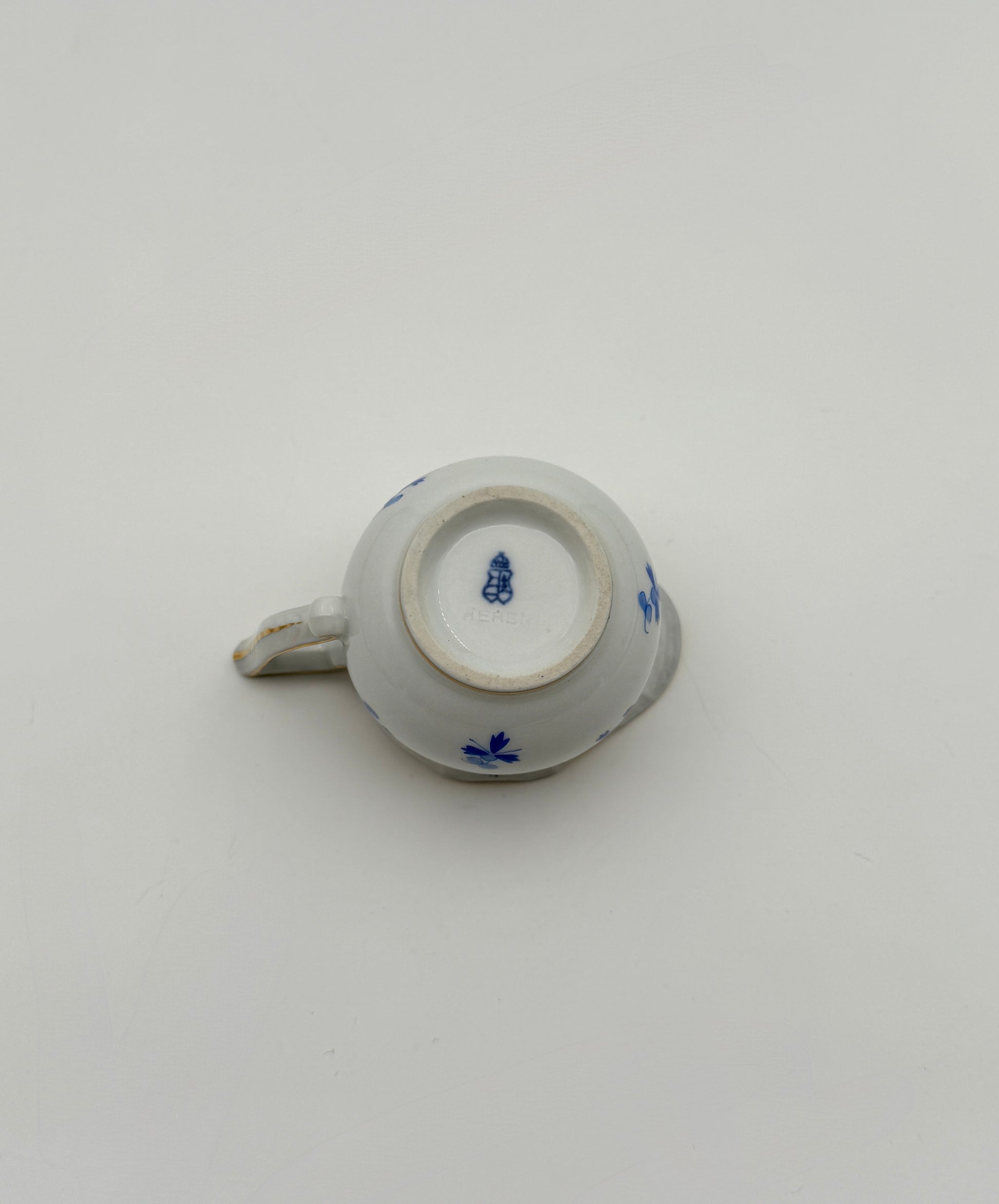 Herend Mini Creamer Hand-Painted Blue Floral with Gold Trim