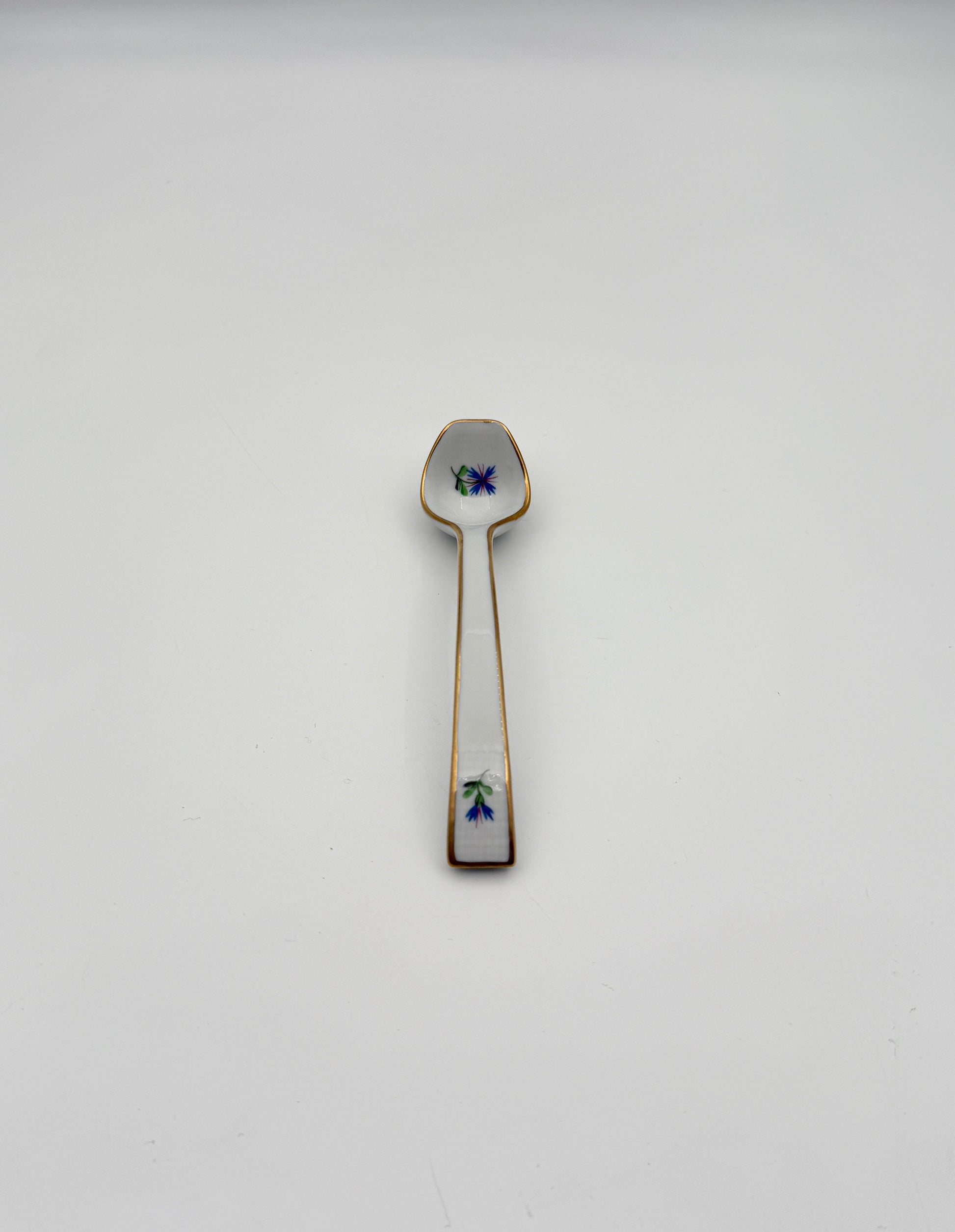 Herend Coneflower Mini Ladle – Hand-Painted Blue Floral with Gold Trim