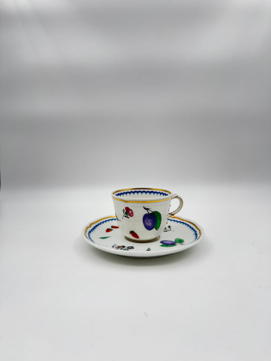 Richard Ginori Italian Fruits Antico Doccia Tea Cup & Saucer Set | Hand-Painted Porcelain | Italy