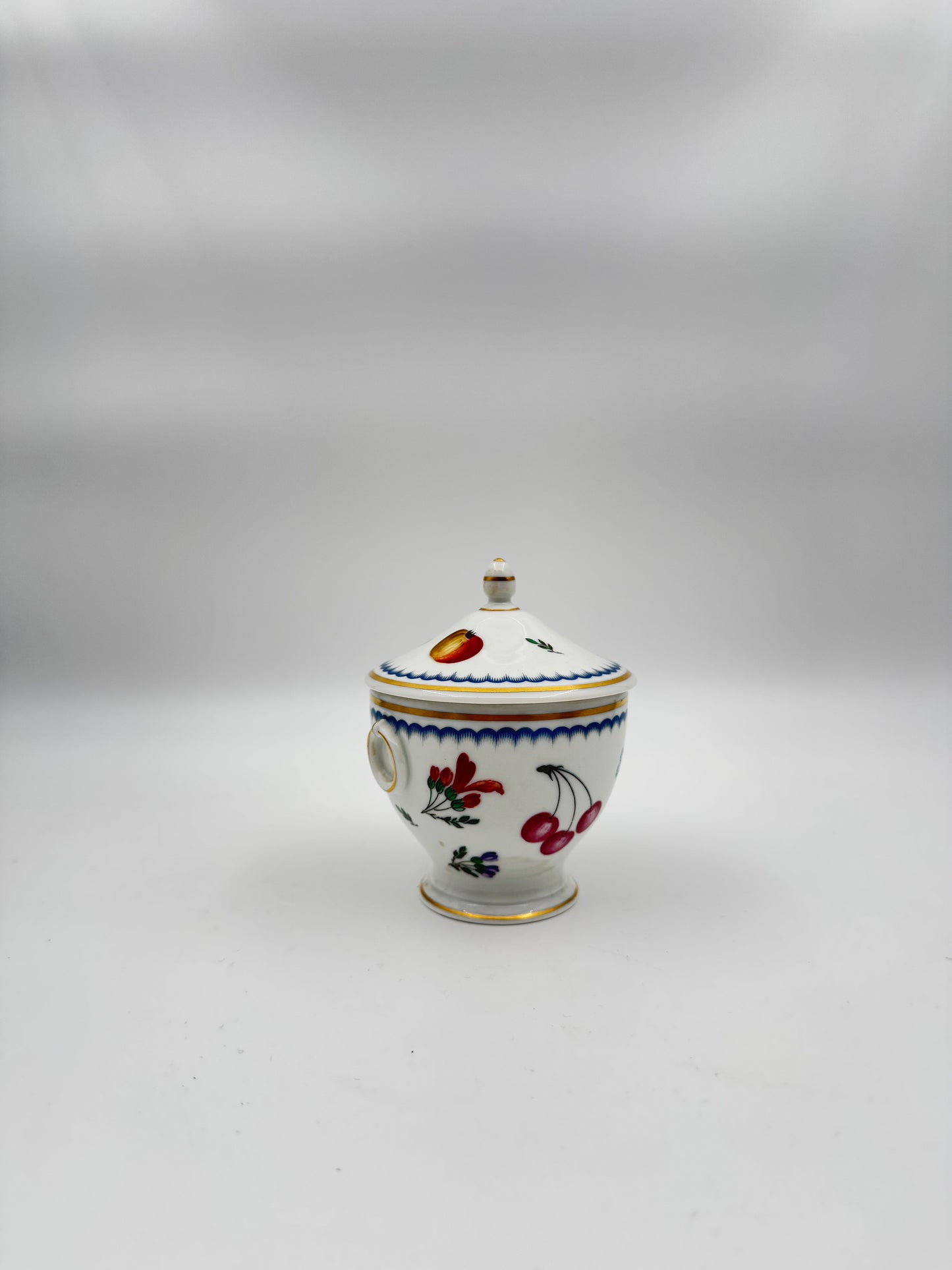 Richard Ginori Italian Fruits Antico Doccia Lidded Sugar Bowl | Hand-Painted Porcelain | Italy