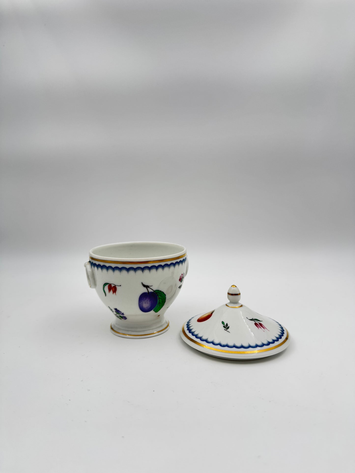 Richard Ginori Italian Fruits Antico Doccia Lidded Sugar Bowl | Hand-Painted Porcelain | Italy