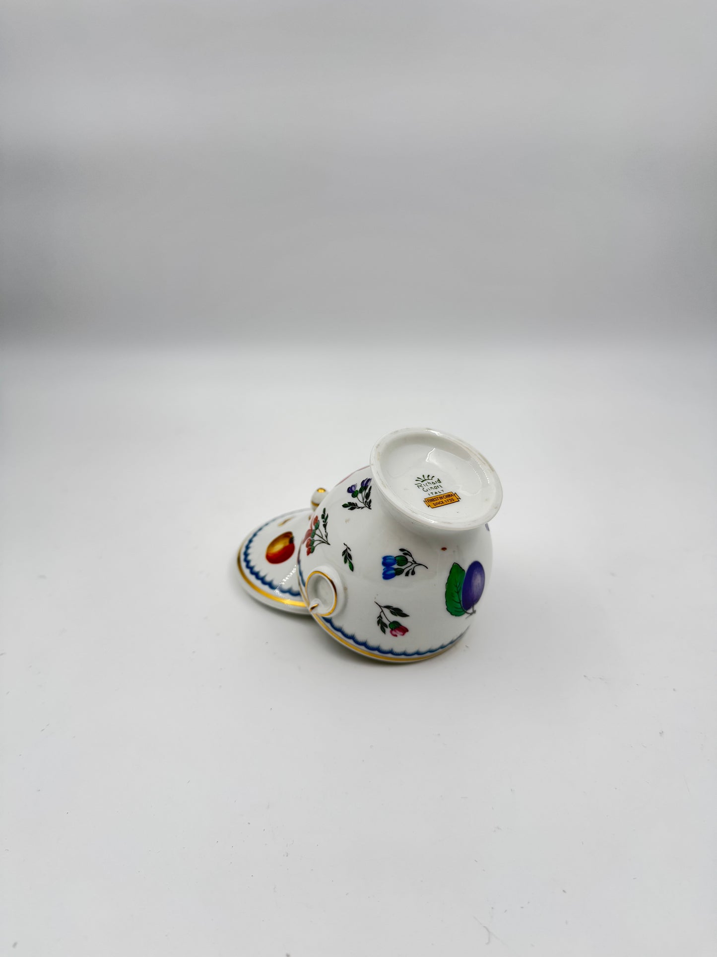 Richard Ginori Italian Fruits Antico Doccia Lidded Sugar Bowl | Hand-Painted Porcelain | Italy