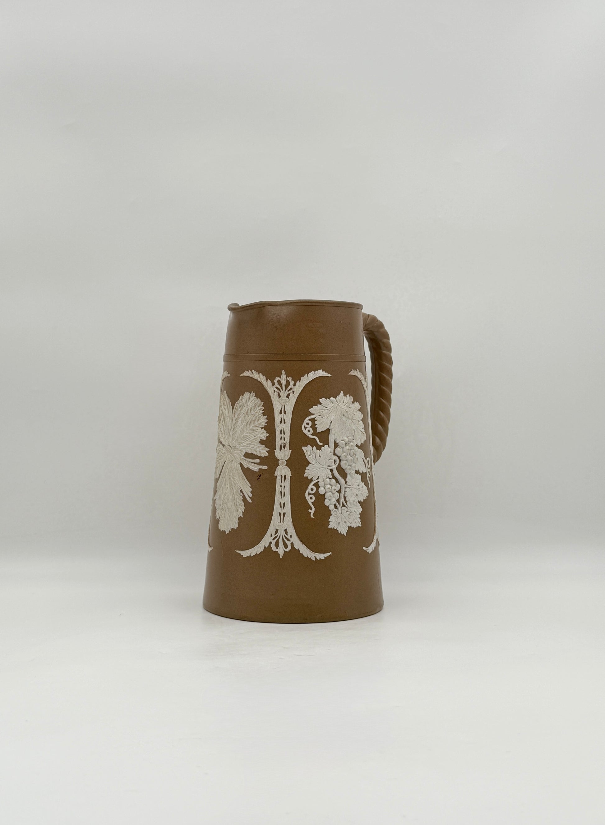 Continental Stoneware Tavern Jug with Relief Decoration c 1900 Vintage