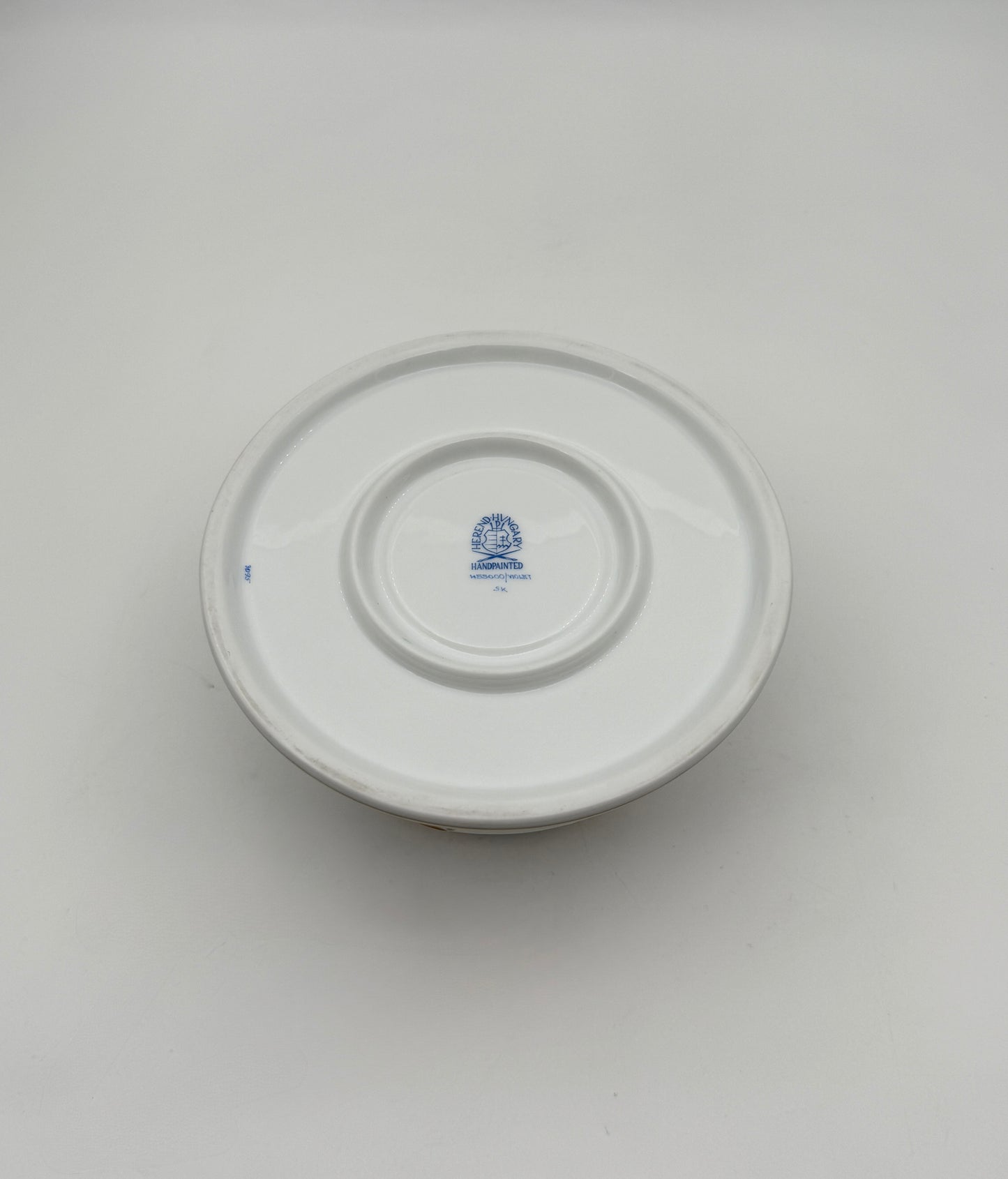 Herend Pierced Tea Stand, Hand-Painted Violet Porcelain with Gold Trim