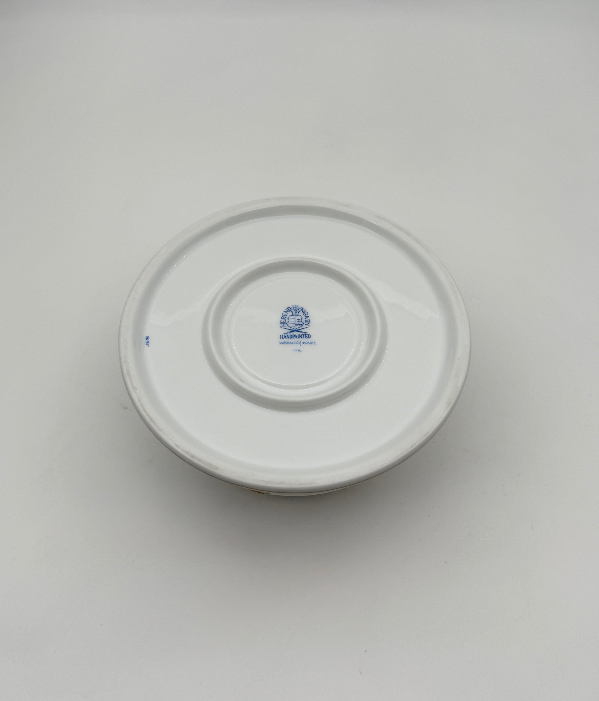 Herend Pierced Tea Stand, Hand-Painted Violet Porcelain with Gold Trim