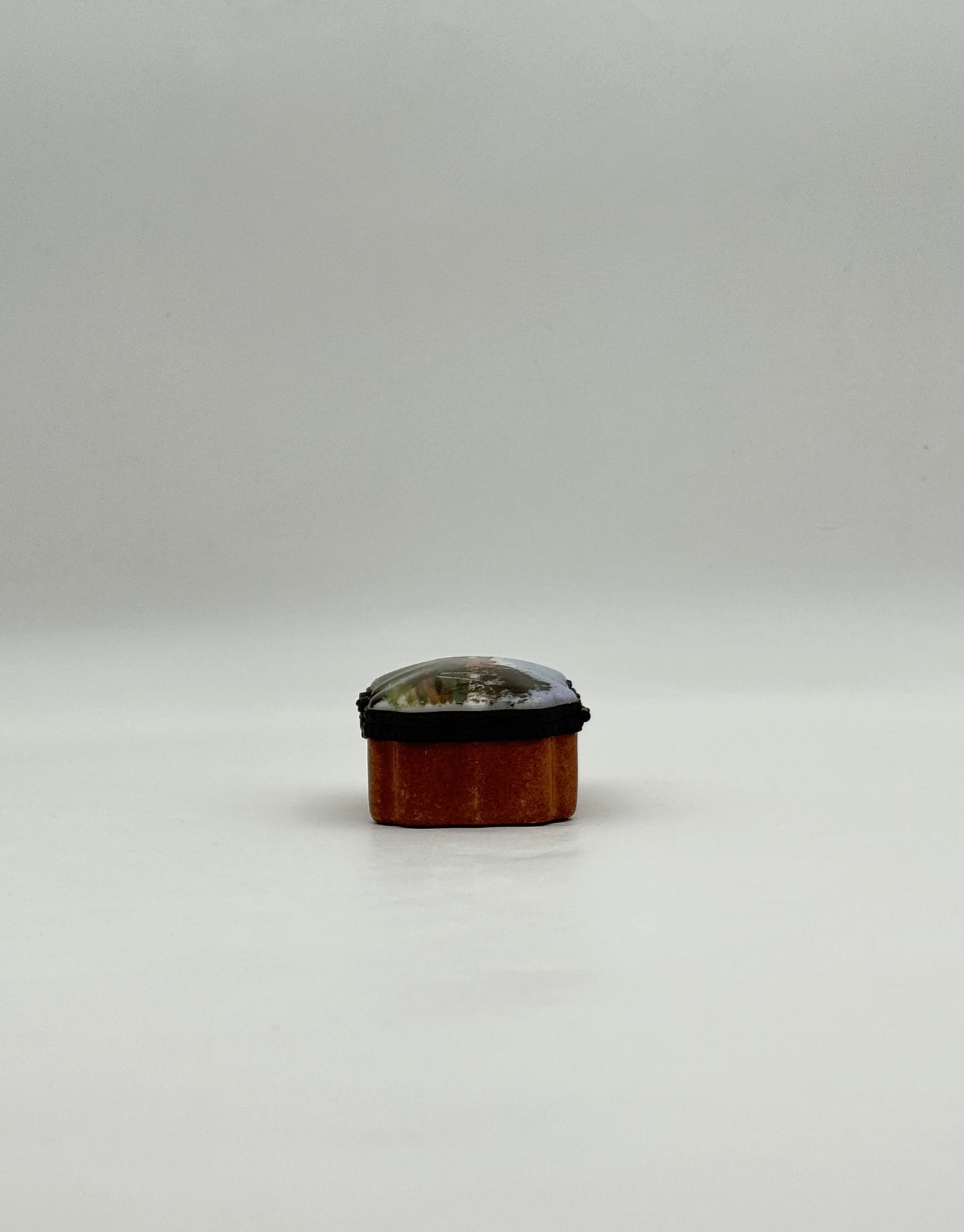 Hand-Painted Enamel Scenic Trinket Box with Landscape Design