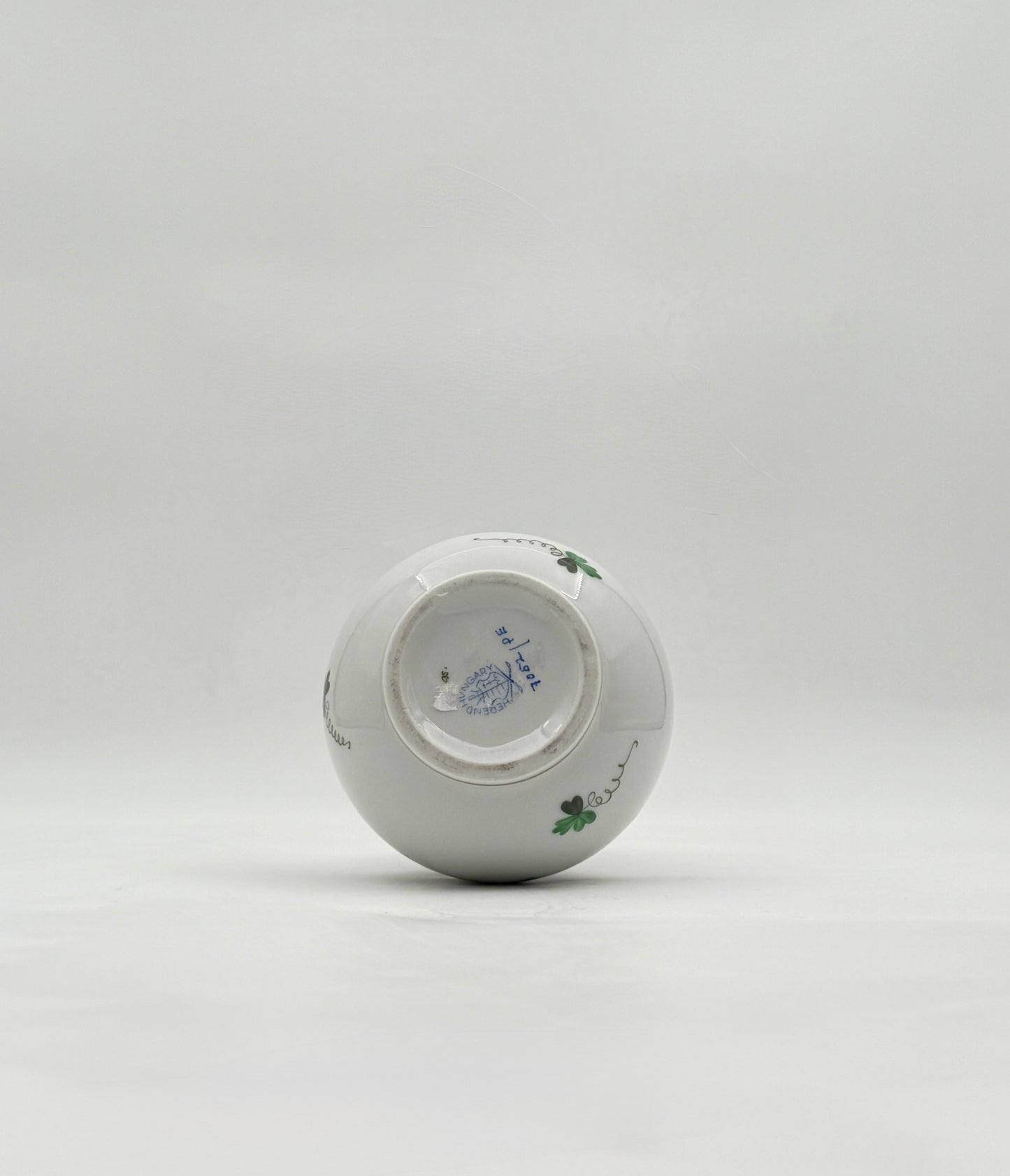 Herend Shamrock Bud Vase Hand Painted Cloverleaf Porcelain Art Decor