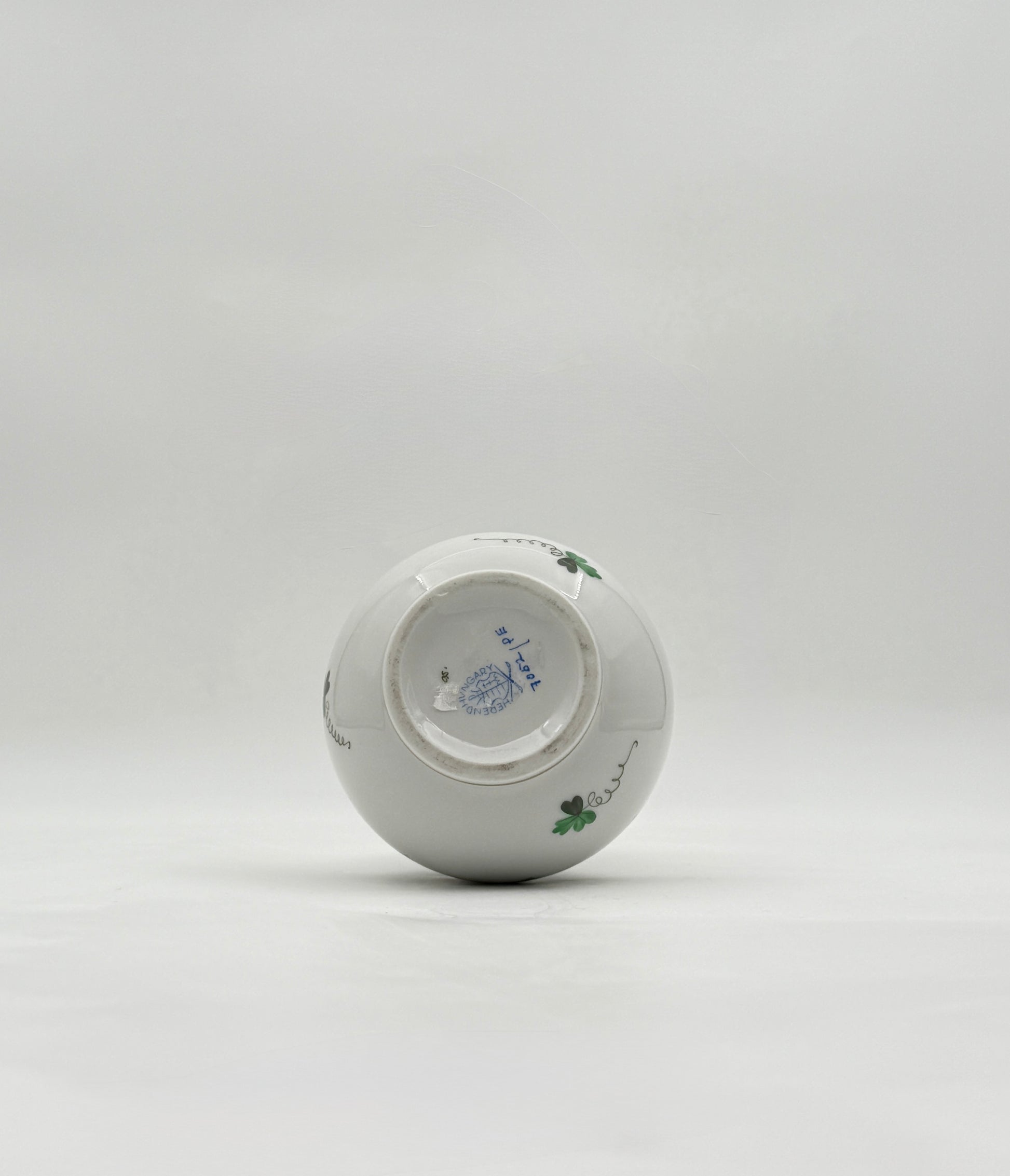 Herend Shamrock Bud Vase Hand Painted Cloverleaf Porcelain Art Decor