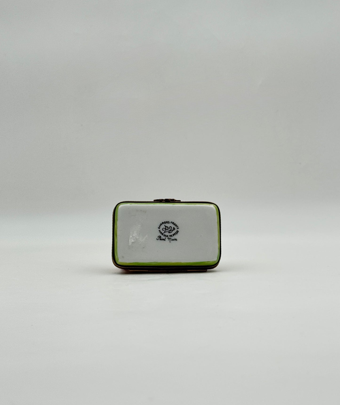 Limoges France Lamb Resting Figurine Porcelain Box c. 1975 French Art