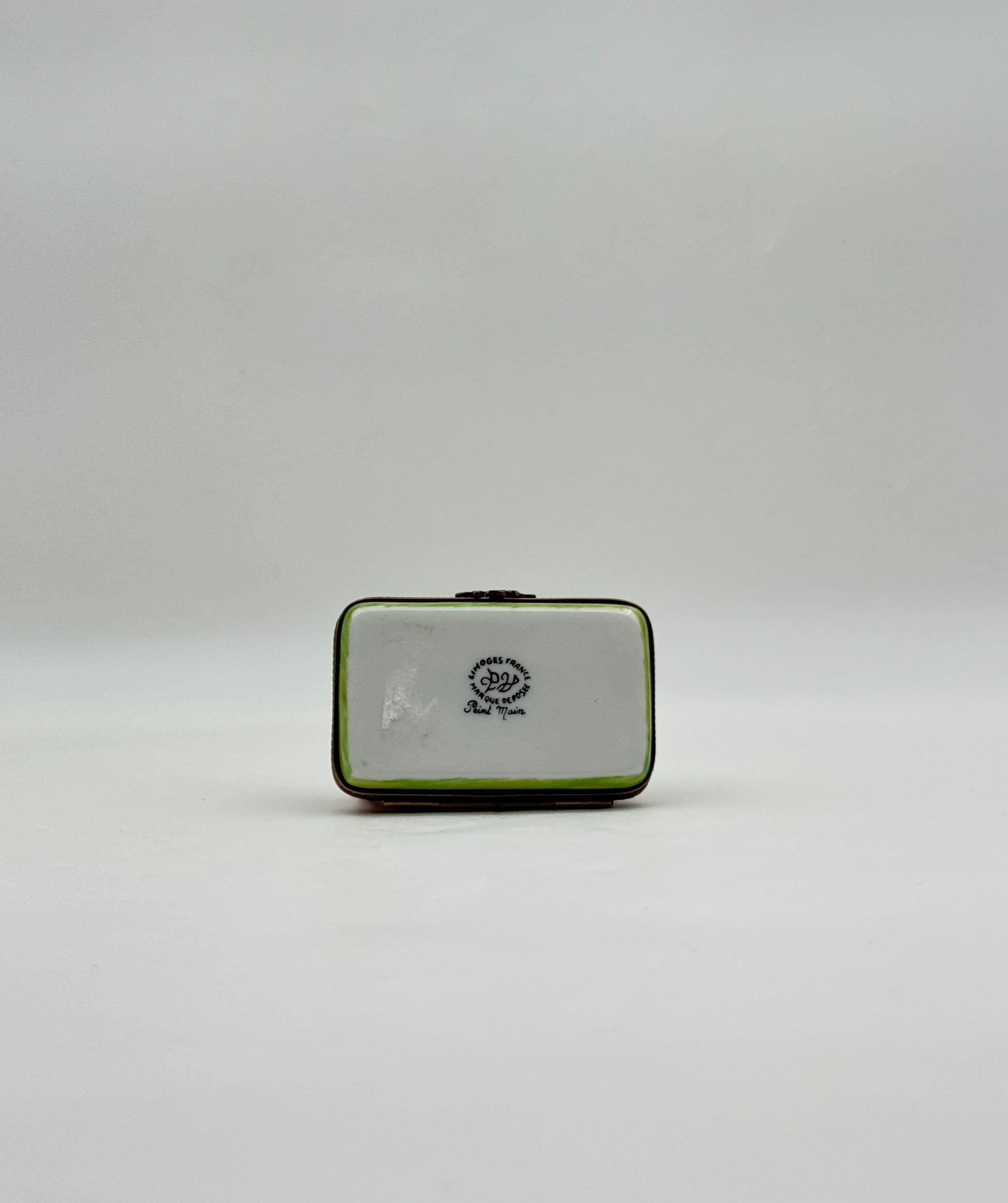 Limoges France Lamb Resting Figurine Porcelain Box c. 1975 French Art